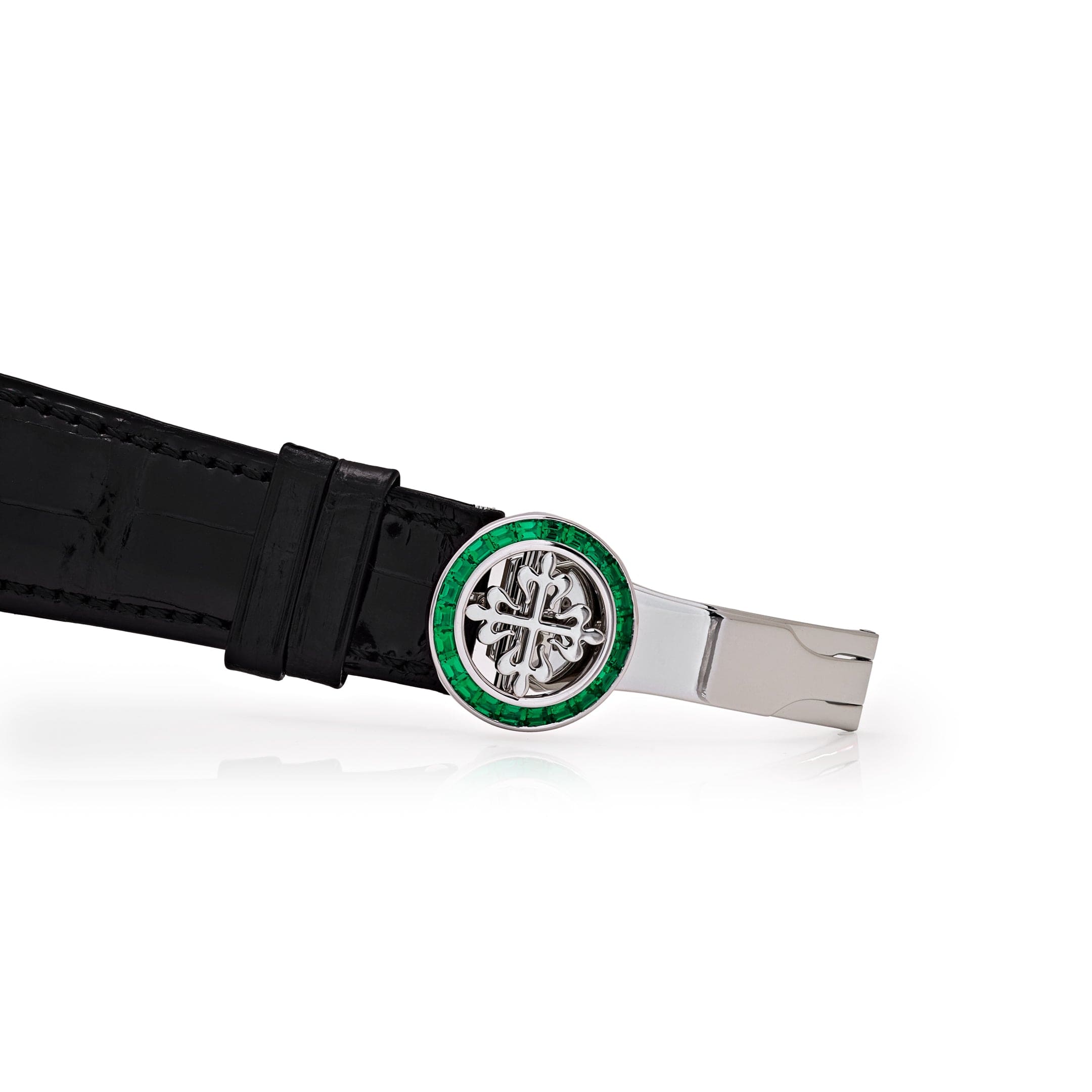 Patek Philippe Grand Complications 5271/13P-001 Perpetual Calendar Moon Phases Platinum Emerald Bezel Black Dial