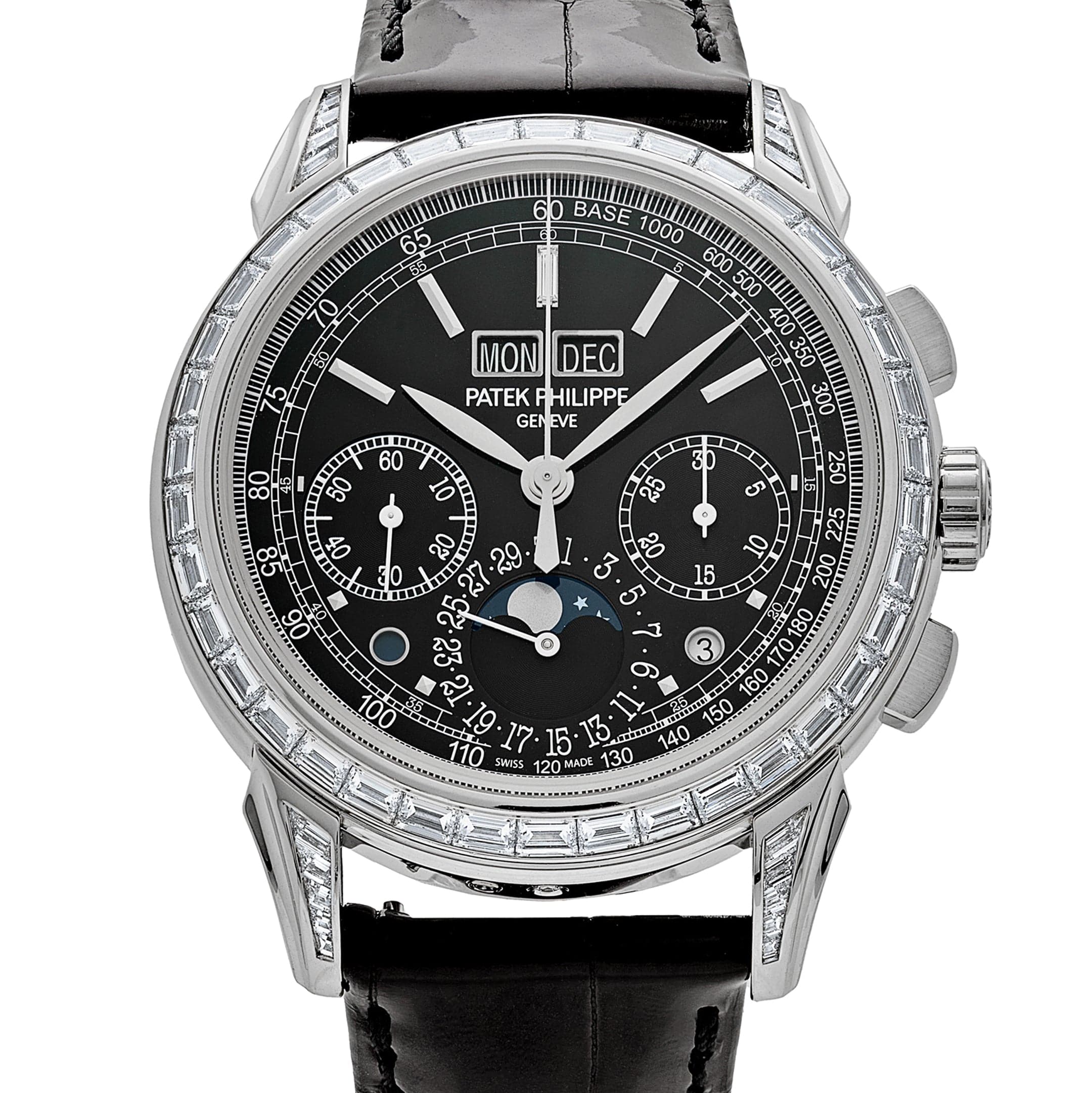 Patek Philippe Grand Complications 5271P-001 Perpetual Calendar Platinum Black Dial Baguette Bezel