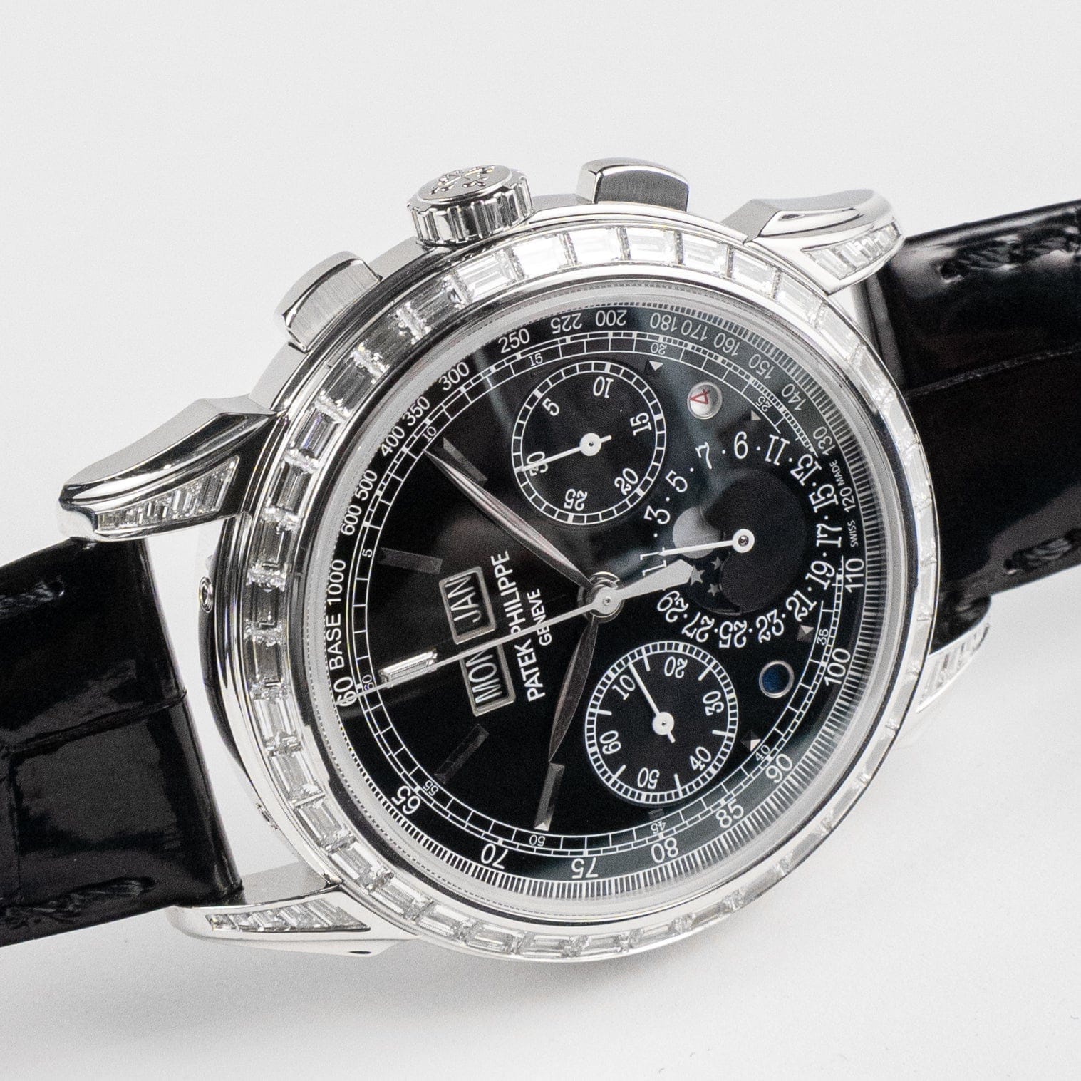 Patek Philippe Grand Complications 5271P-001 Perpetual Calendar Platinum Black Dial Baguette Bezel