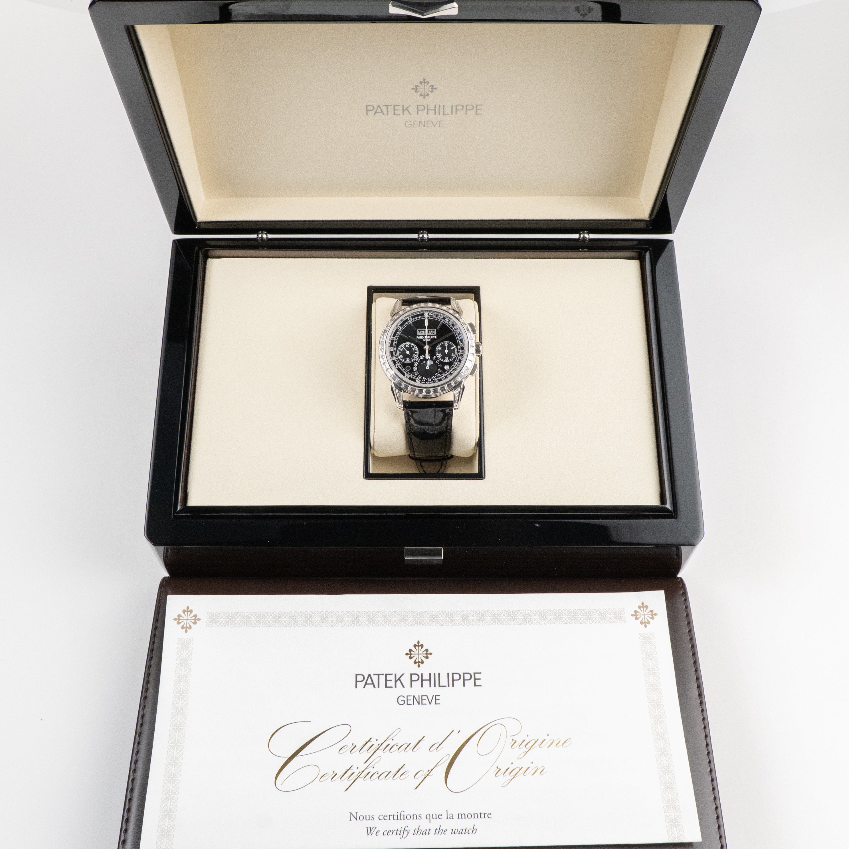 Patek Philippe Grand Complications 5271P-001 Perpetual Calendar Platinum Black Dial Baguette Bezel