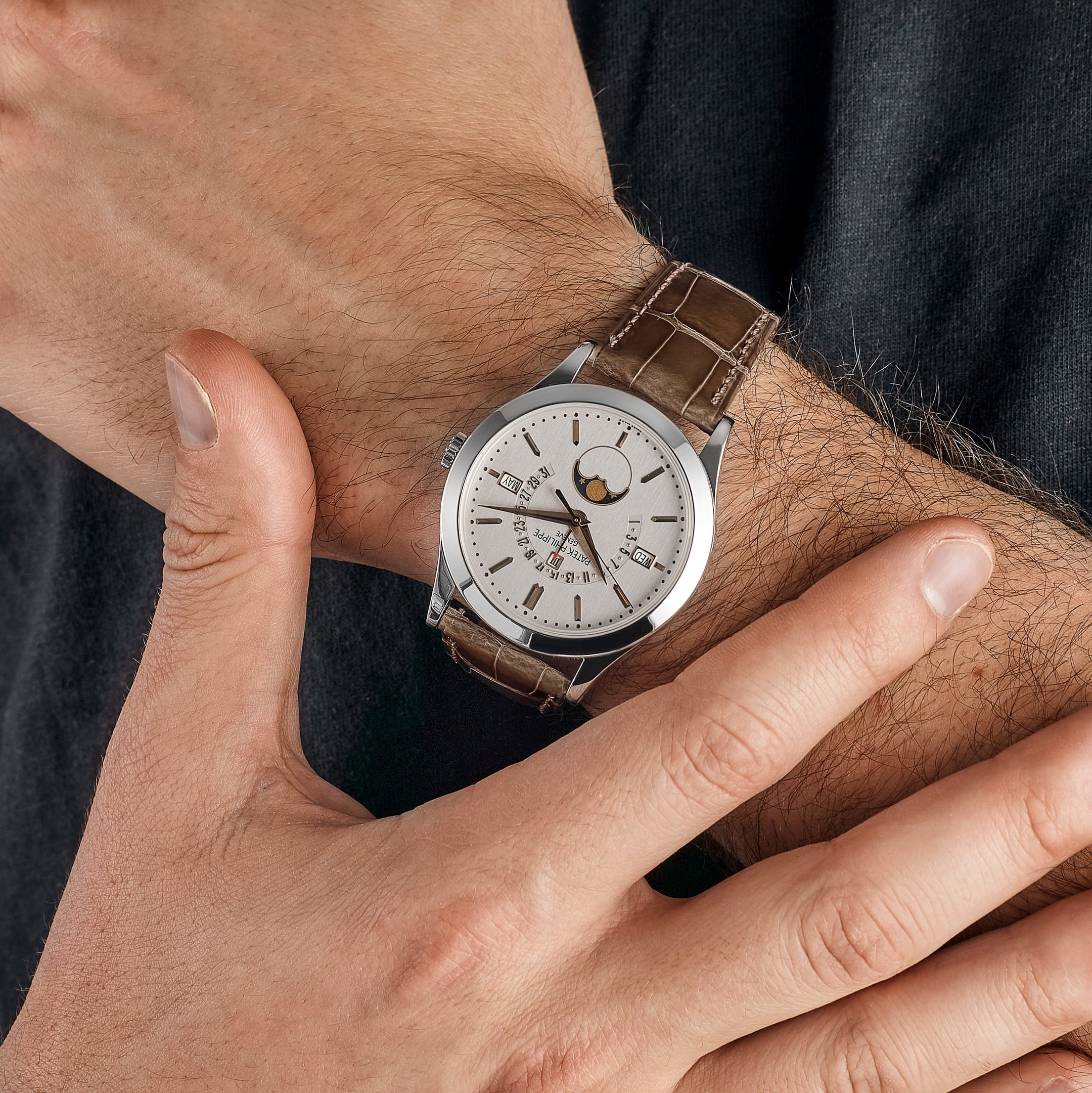 Patek Philippe Grand Complications 5496P-015 Perpetual Calendar Moon Phases Platinum Silver Dial (2018)