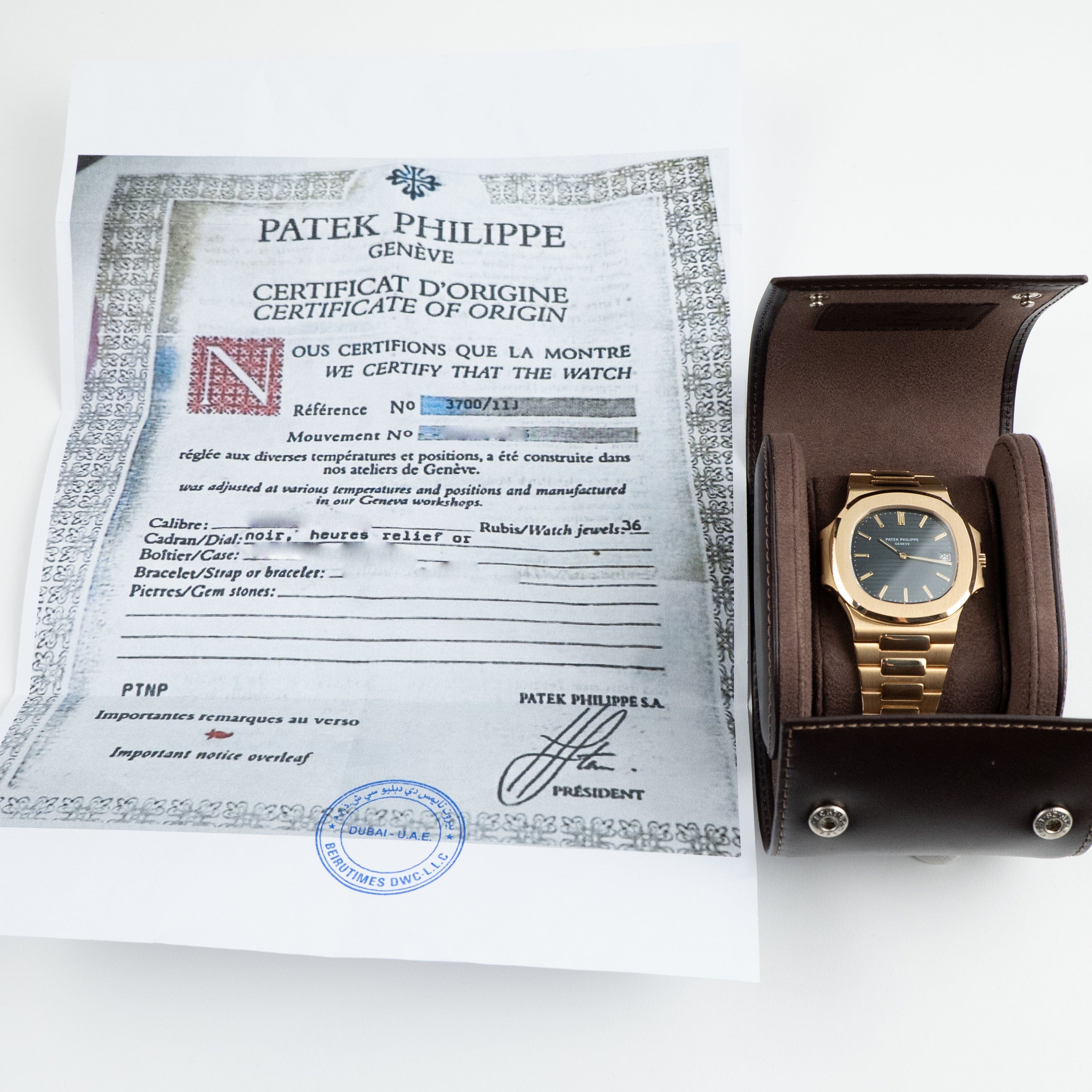 Patek Philippe Nautilus 3700/11J Vintage Yellow Gold Black Ribbed Dial