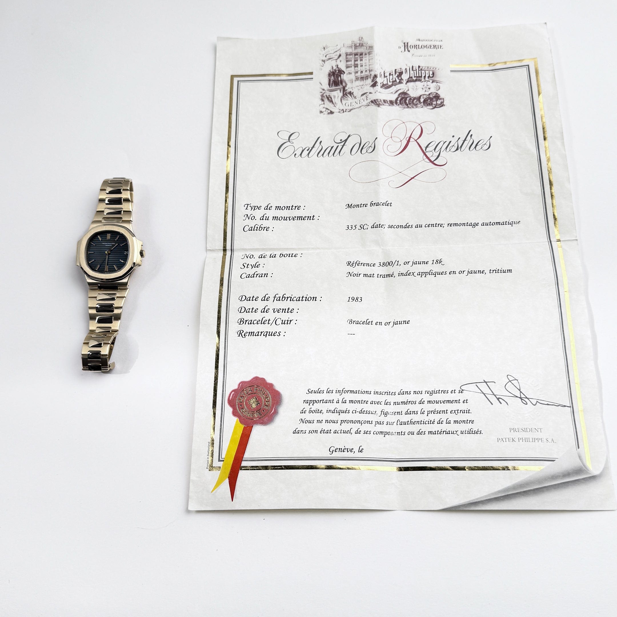 Patek Philippe Nautilus 3800/1 Yellow Gold Black Dial (1983)