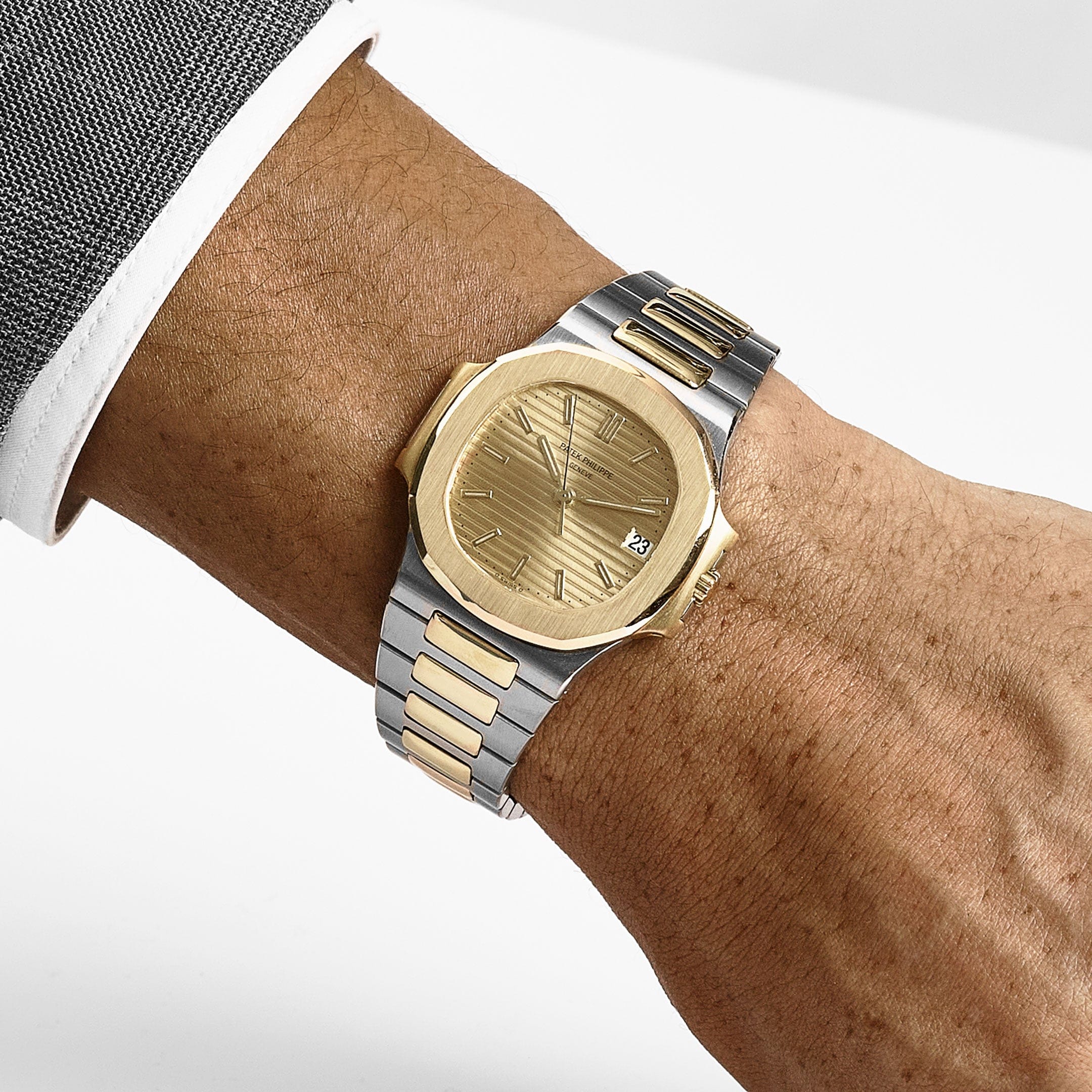 Patek Philippe Nautilus 3800/1AJ Stainless Steel Yellow Gold Champagne Dial