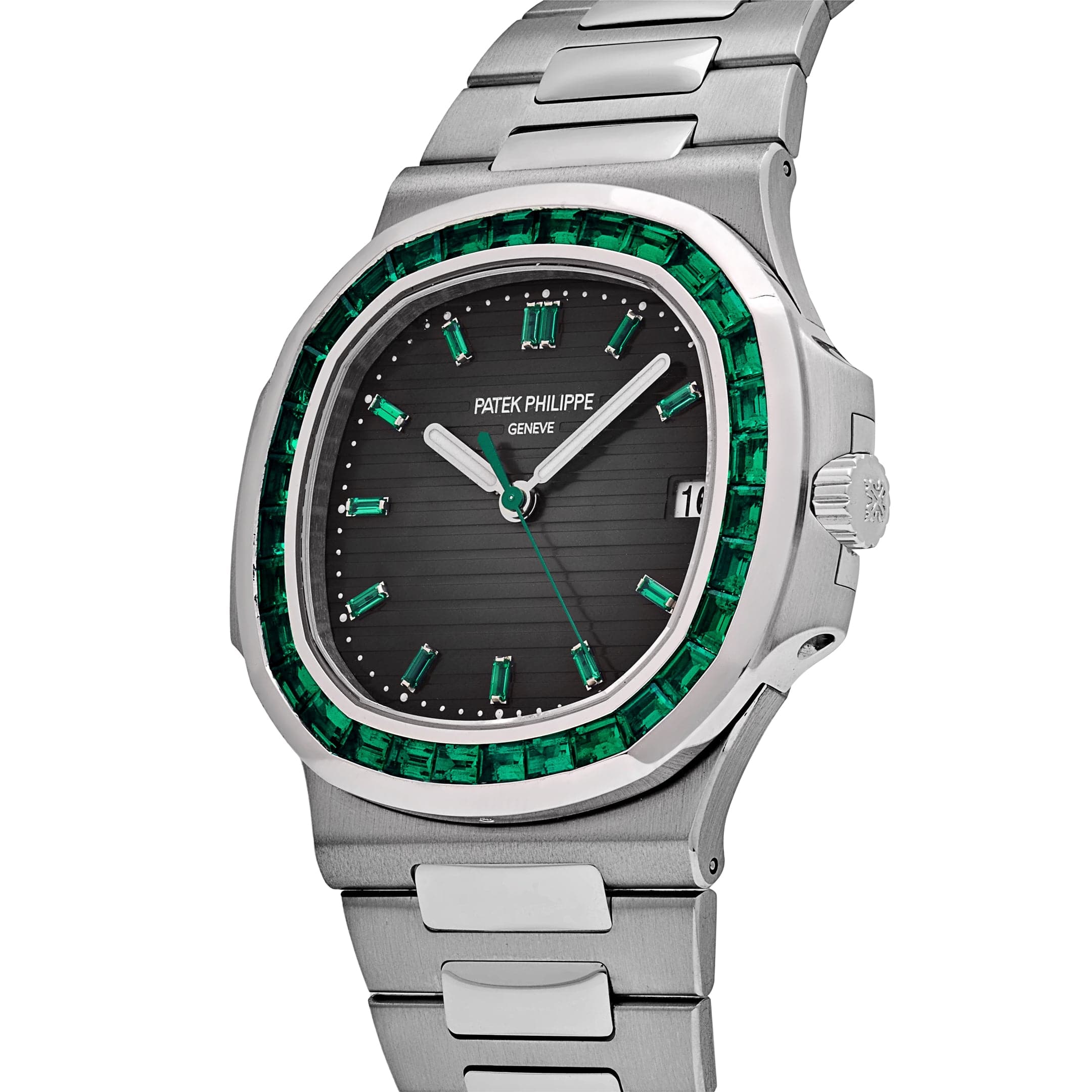 Patek Philippe Nautilus 5711/113P-001 Date Platinum Emeralds Black Dial