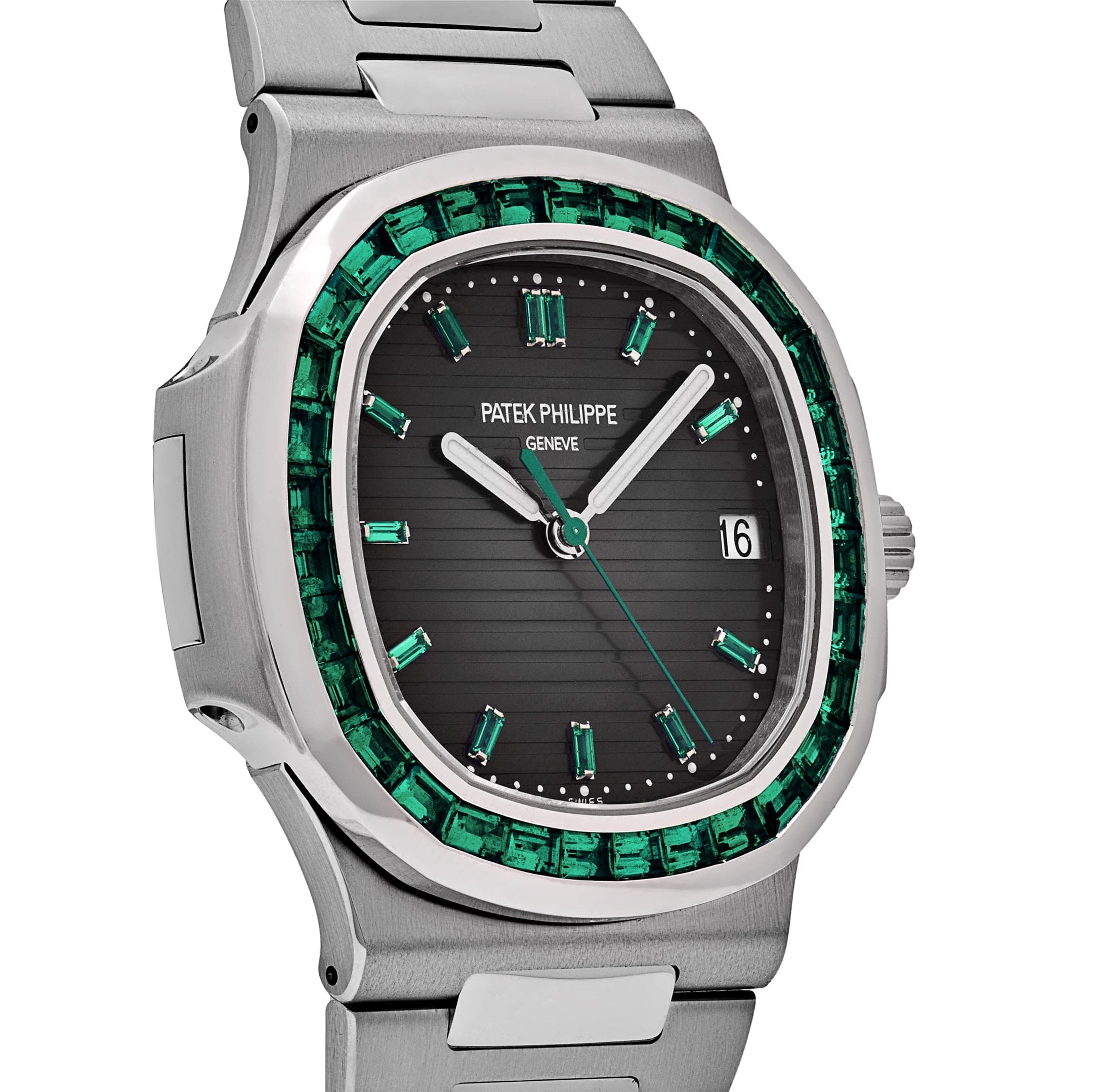 Patek Philippe Nautilus 5711/113P-001 Date Platinum Emeralds Black Dial