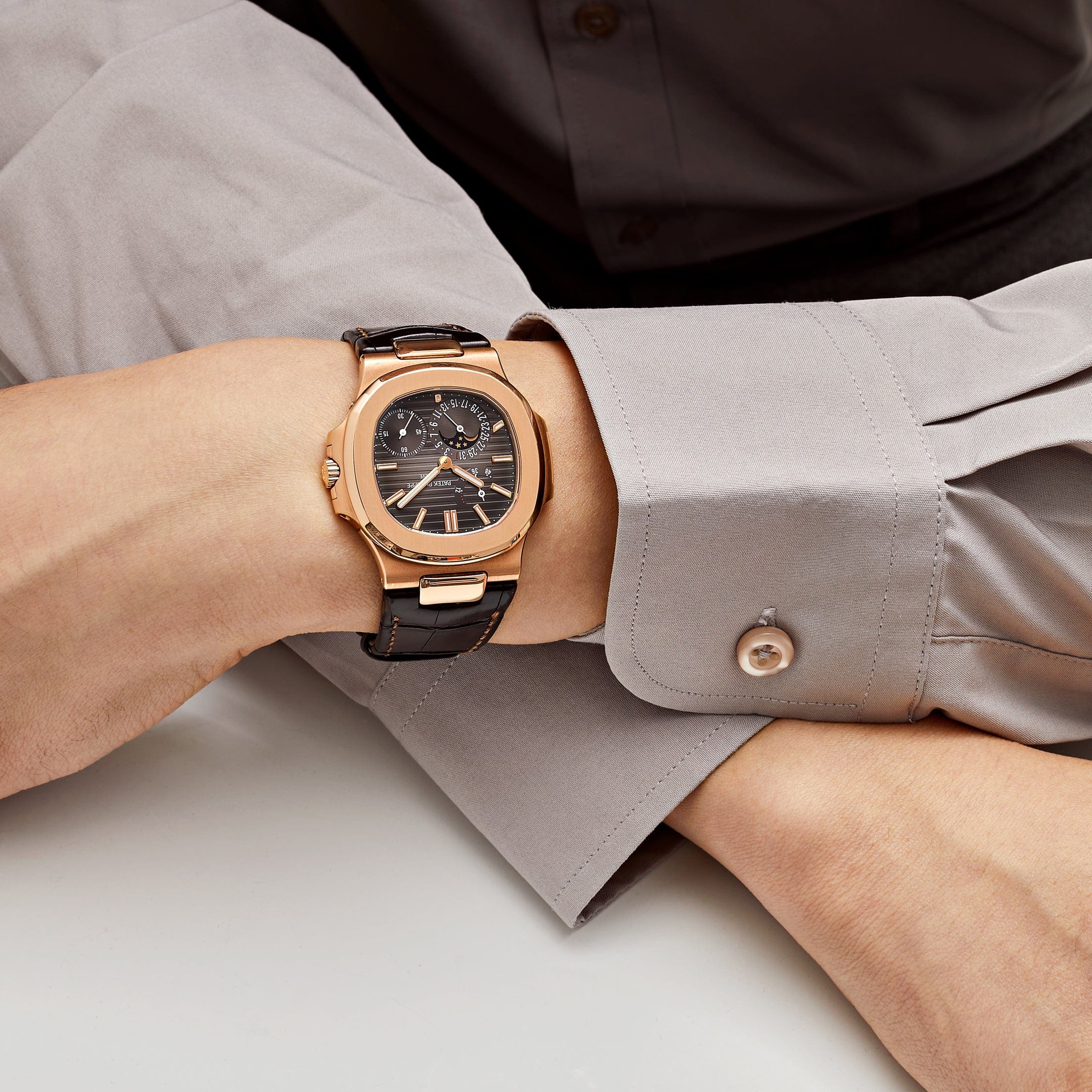 Patek Philippe Nautilus Moon Phase Rose Gold 5712R-001 (2009) Wrist Aficionado