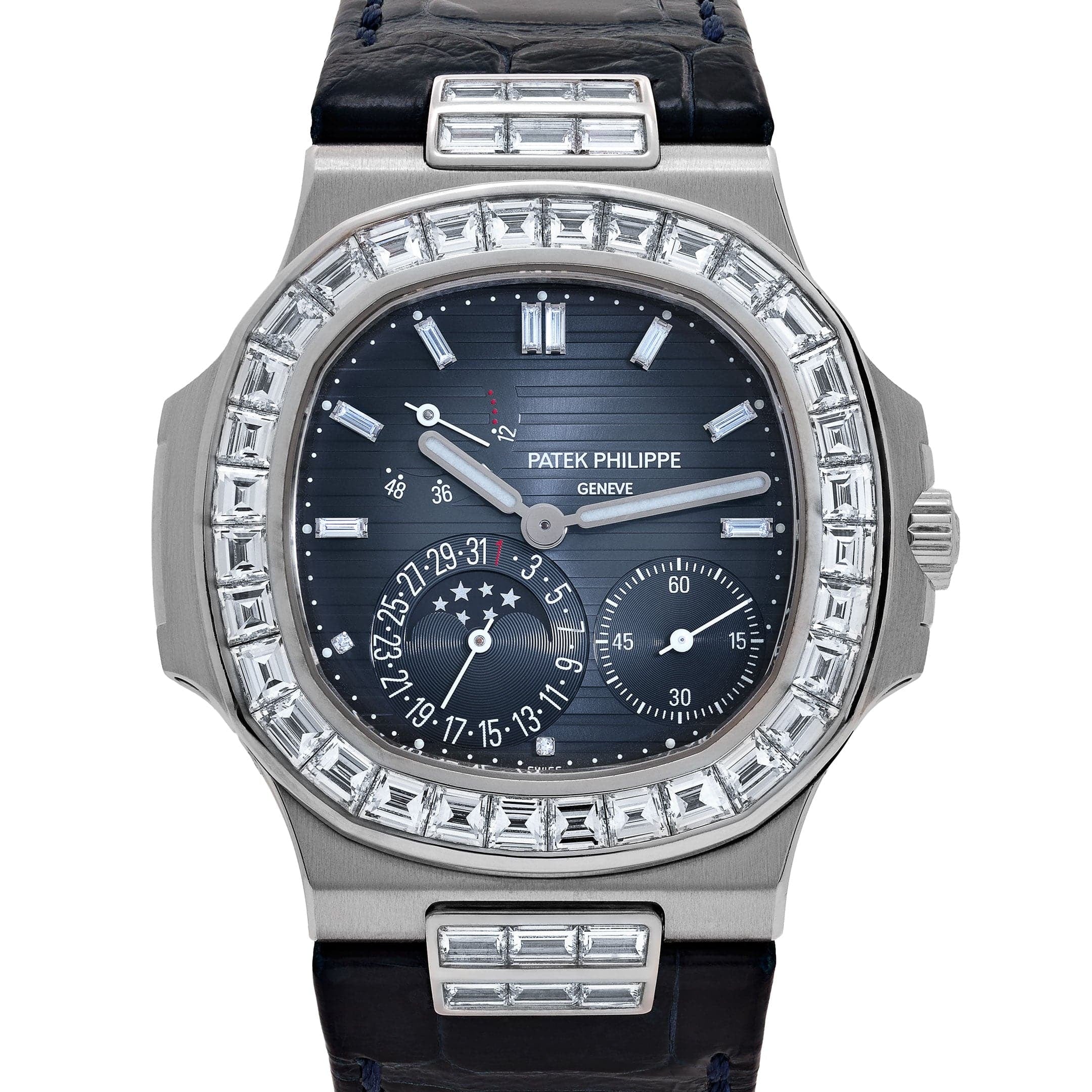 Patek Philippe Nautilus 5724G-001 White Gold Blue Diamond Dial Diamond Bezel (2017)