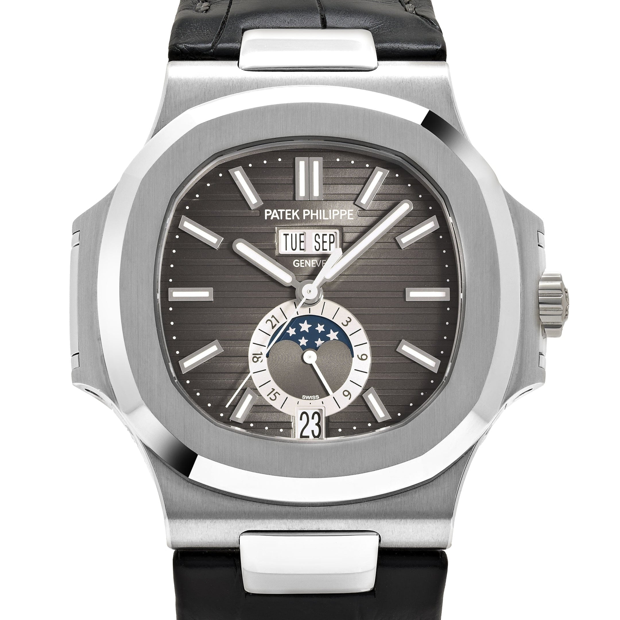 Patek Philippe Nautilus 5726A-001 Annual Calendar Moon Phases Stainless Steel Black Dial (2025)