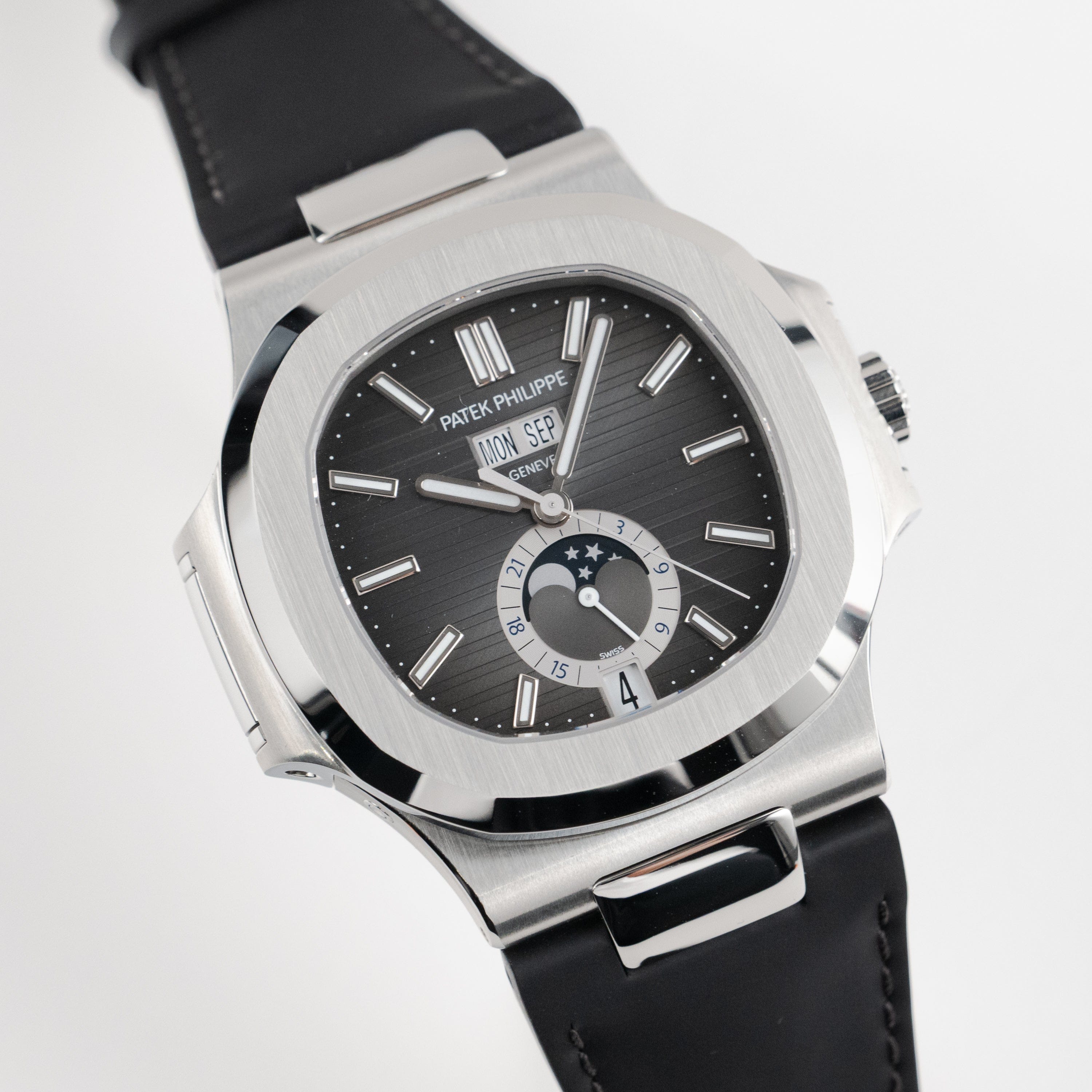 Patek Philippe Nautilus 5726A-001 Annual Calendar Moon Phases Stainless Steel Black Dial (2026)