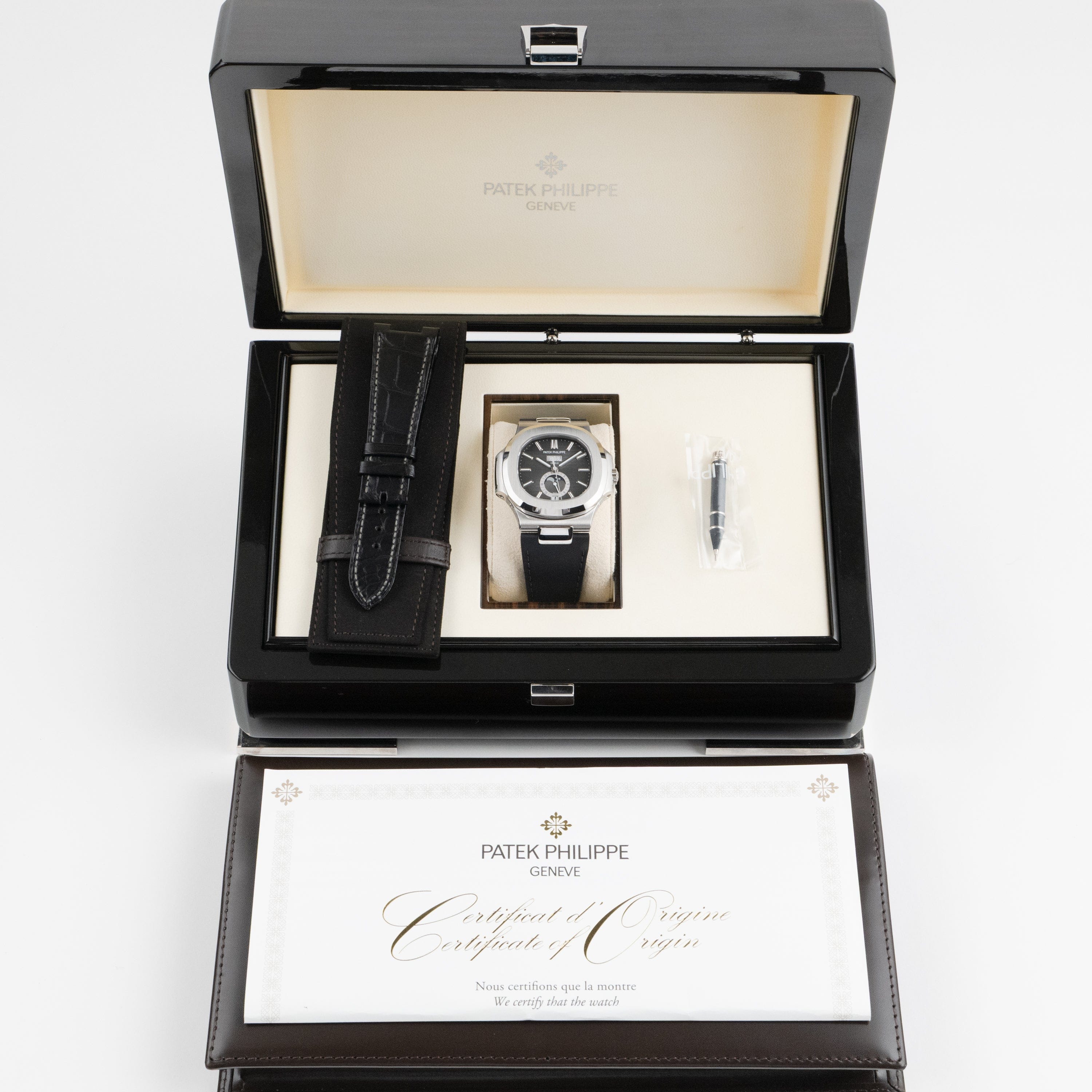 Patek Philippe Nautilus 5726A-001 Annual Calendar Moon Phases Stainless Steel Black Dial (2026)