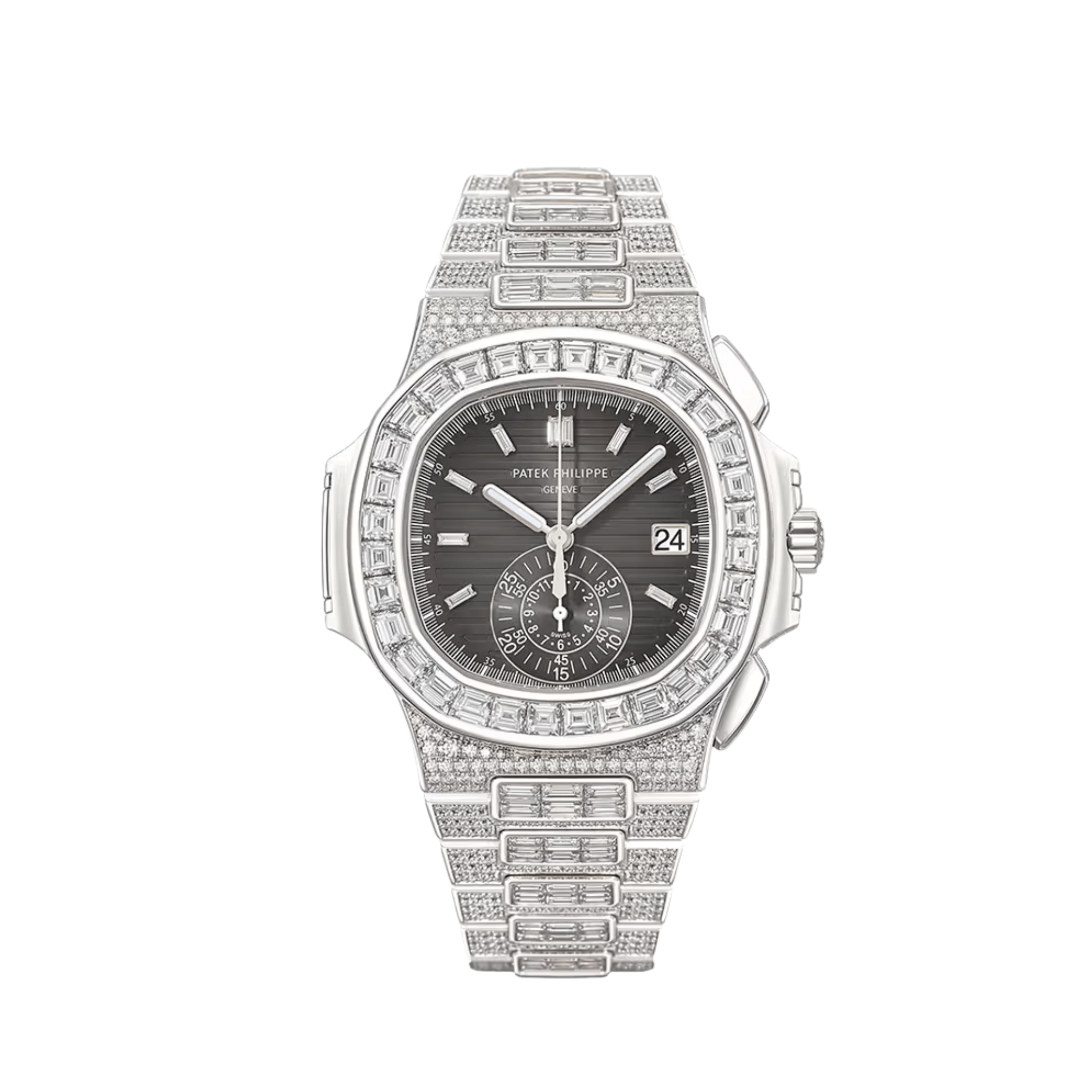 Patek Philippe Nautilus 5980/1400G-010 Chronograph White Gold Black Dial Diamond Set