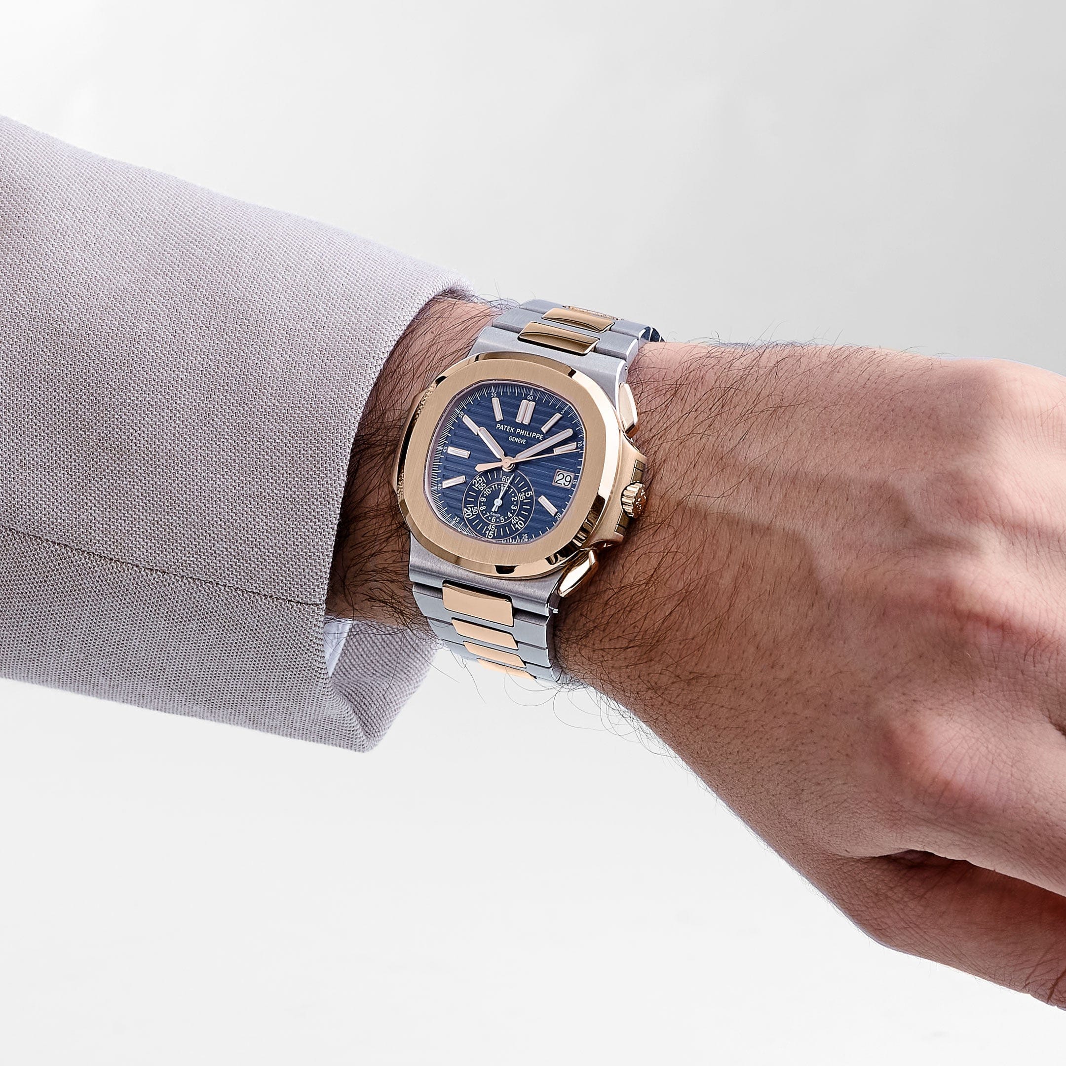 Patek Philippe Nautilus 5980/1AR-001 Chronograph Stainless Steel Rose Gold Blue Dial (2019)