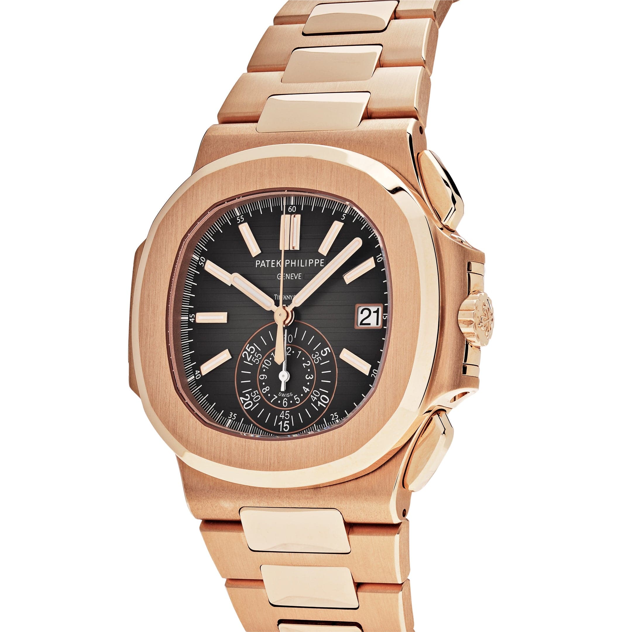 Luxury Watch Patek Philippe Nautilus Chronograph Date Rose Gold Tiffany & Co. Dial 5980/1R-001 Wrist Aficionado