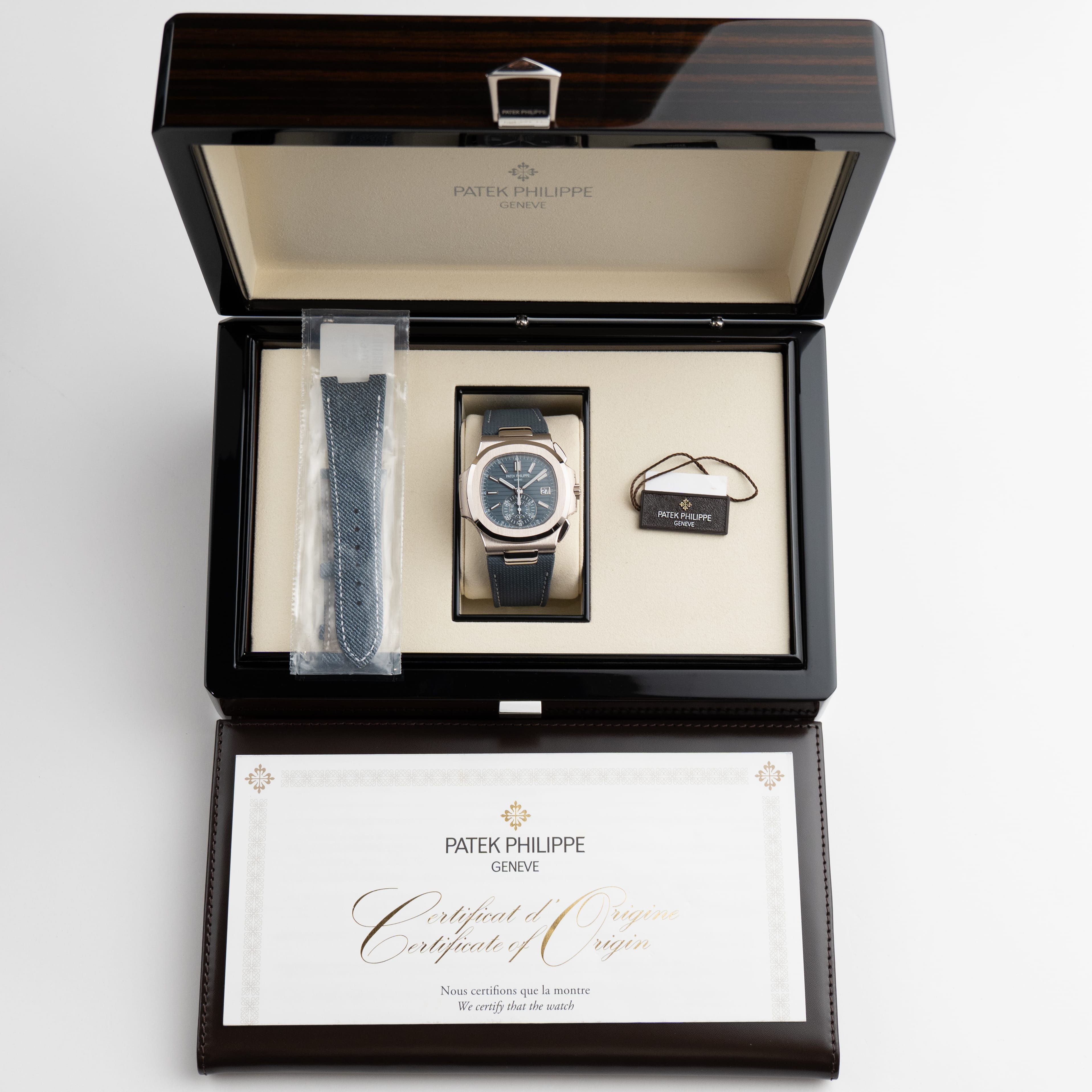 Patek Philippe Nautilus 5980/60G-001 'Denim' Flyback Chronograph White Gold Blue-Gray Dial (2025)