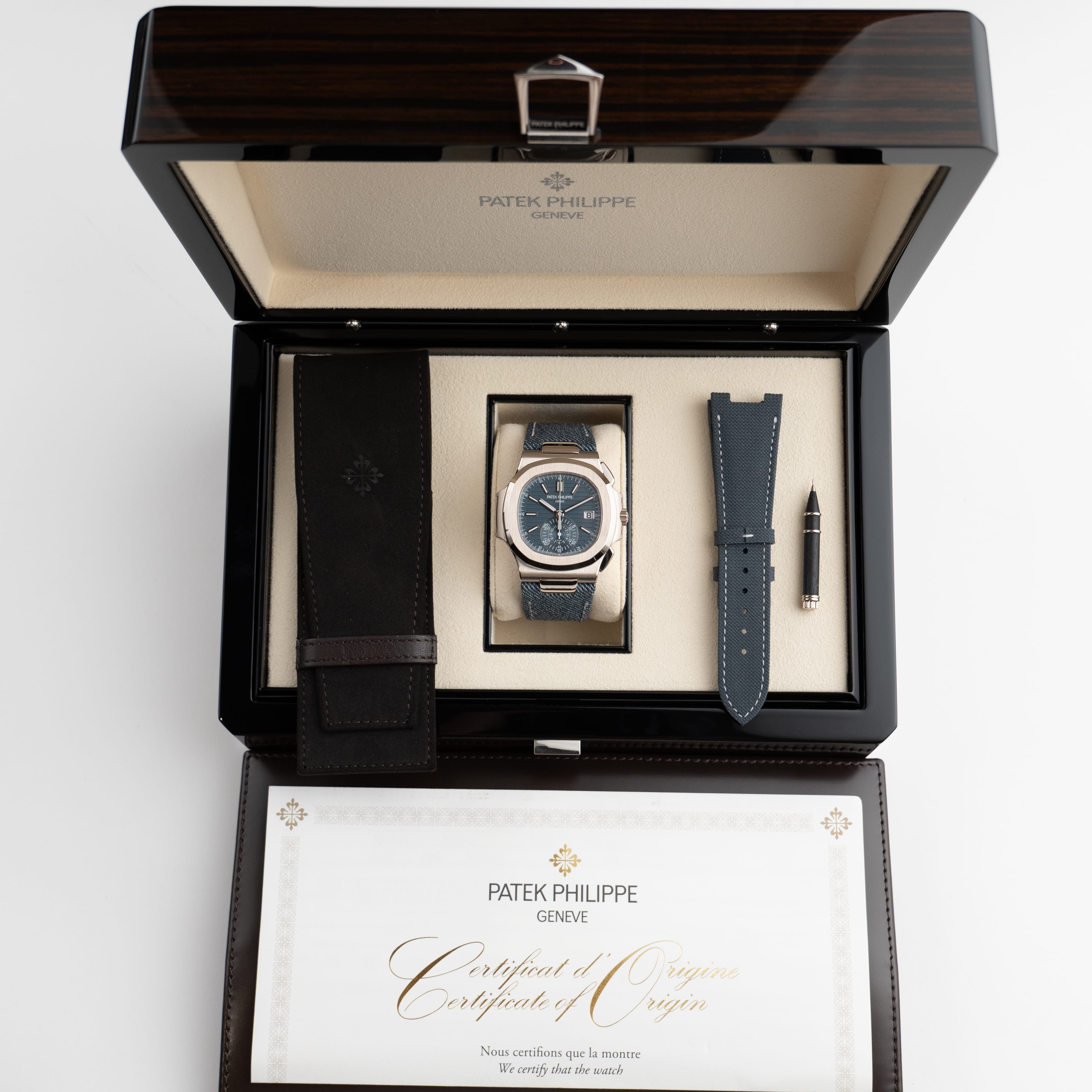 Patek Philippe Nautilus 5980/60G-001 'Denim' Flyback Chronograph White Gold Blue-Gray Dial (2026)