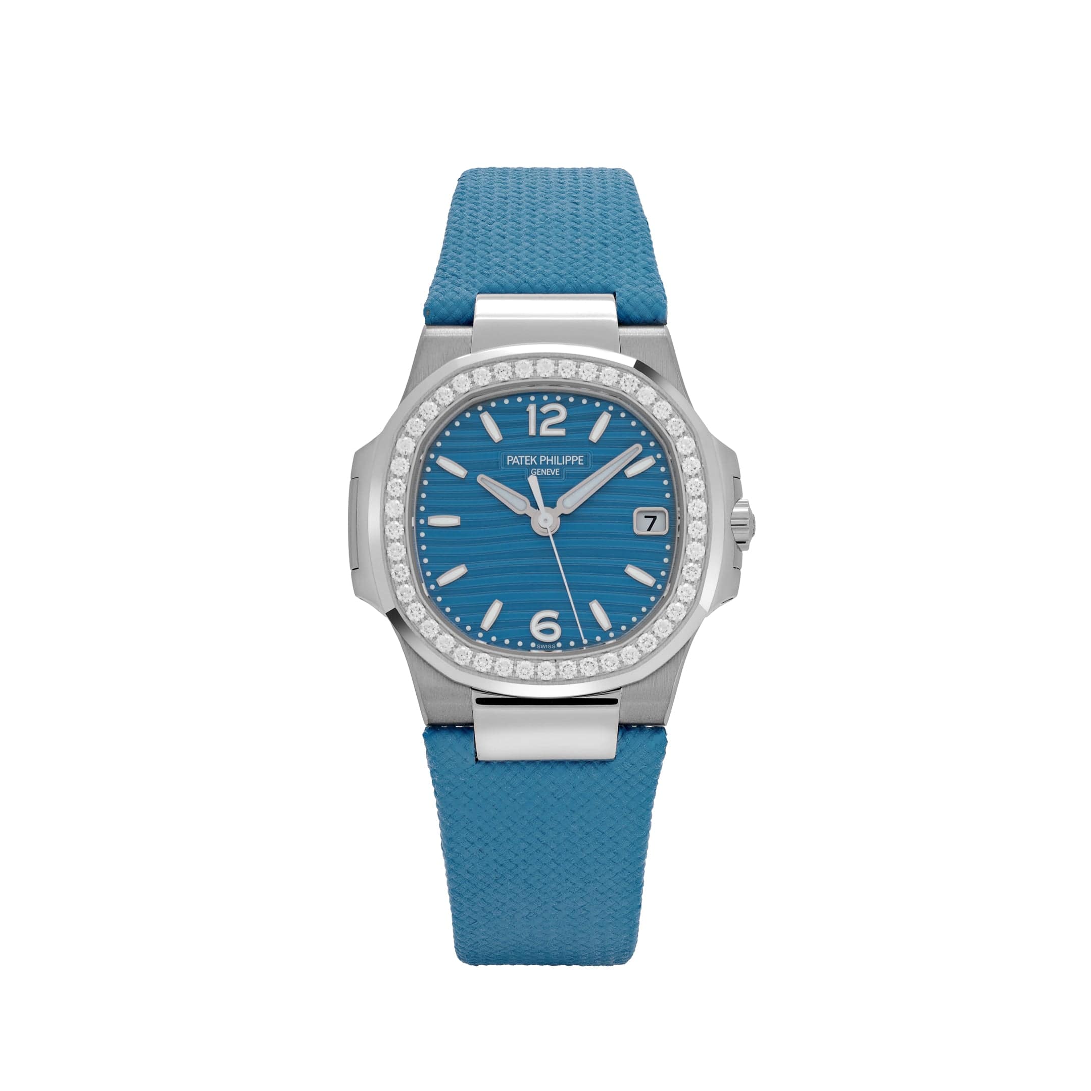 Patek Philippe Nautilus 7010G 'Ladies' White Gold Blue Dial Diamond Bezel (2025)