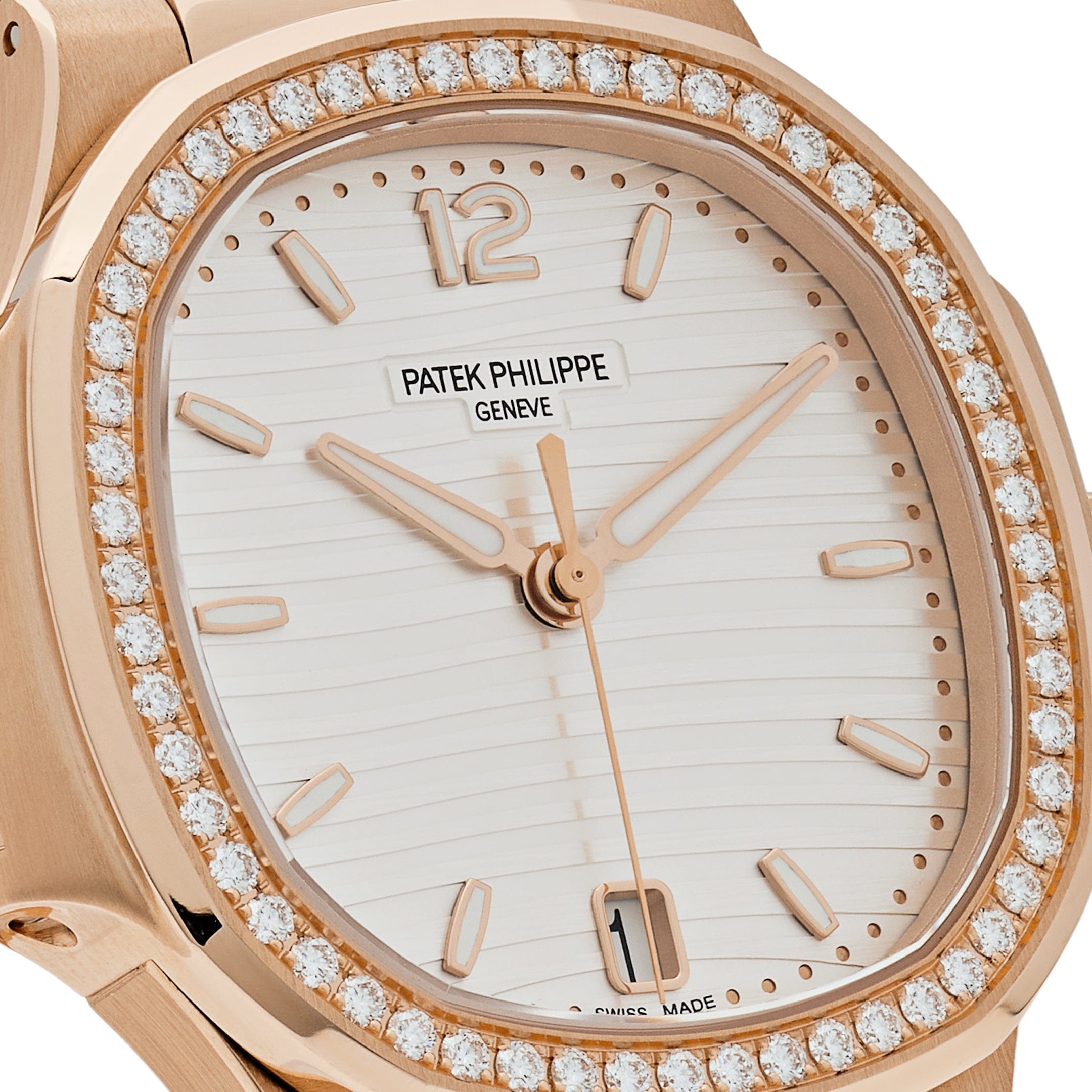 Patek Philippe Nautilus 7118/1200R-001 'Ladies Automatic' Rose Gold Silver Dial Diamond Bezel (2020)