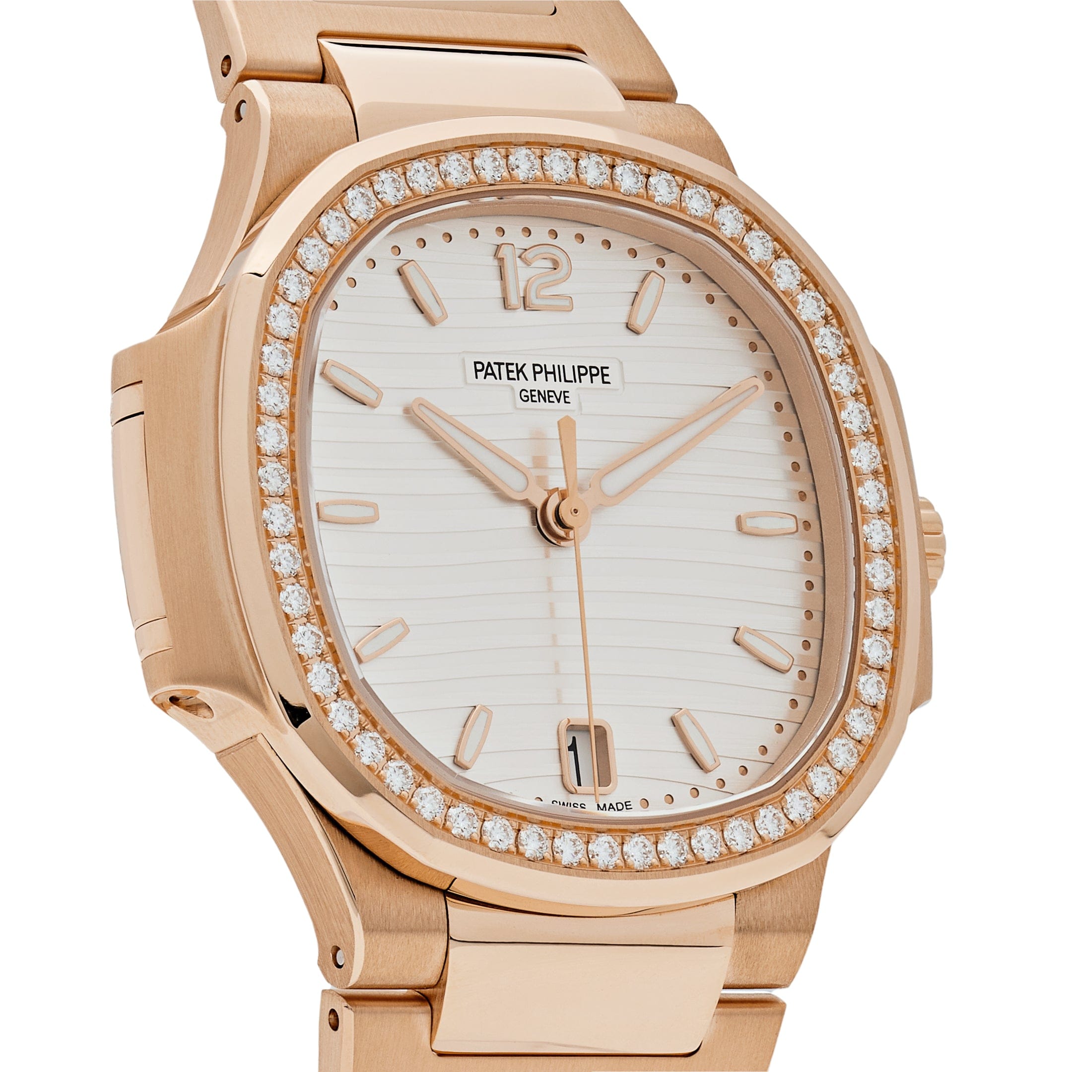 Patek Philippe Nautilus 7118/1200R-001 'Ladies Automatic' Rose Gold Silver Dial Diamond Bezel (2020)