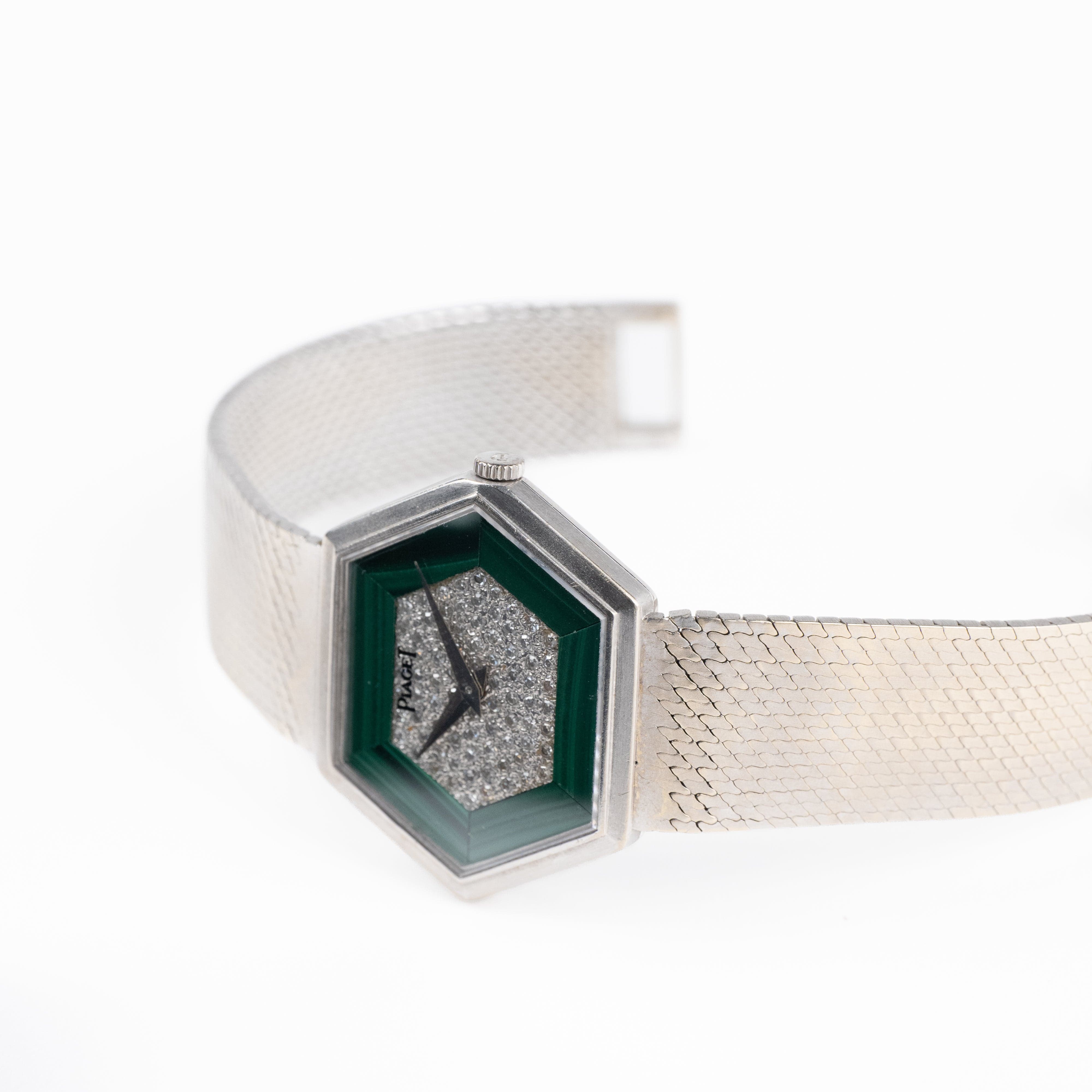 Piaget 9557B2 Hexagon White Gold Malachite Diamond Dial