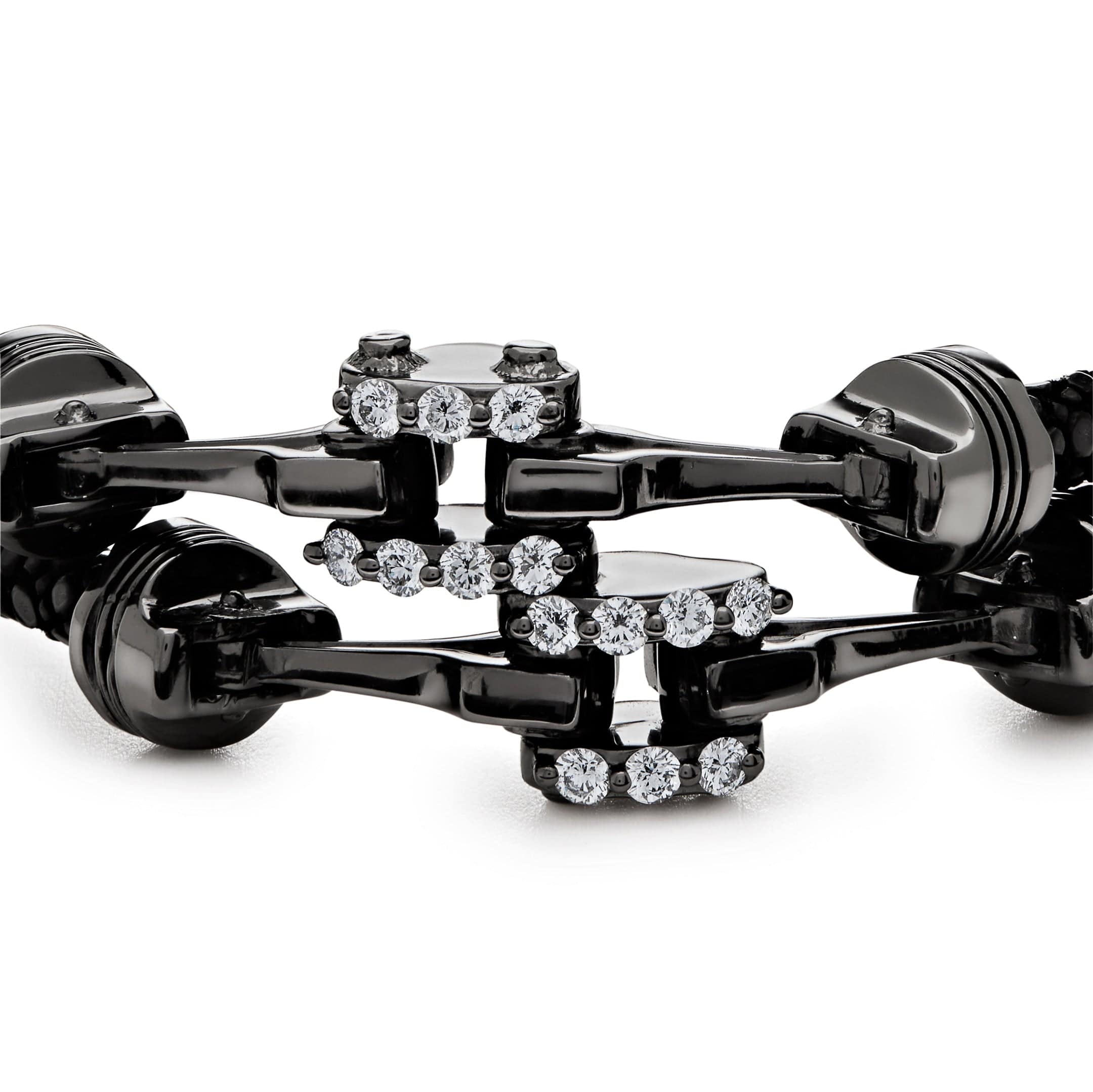 Piston In Pure Silver, Black Platinum Plated Bracelet Wrist Aficionado