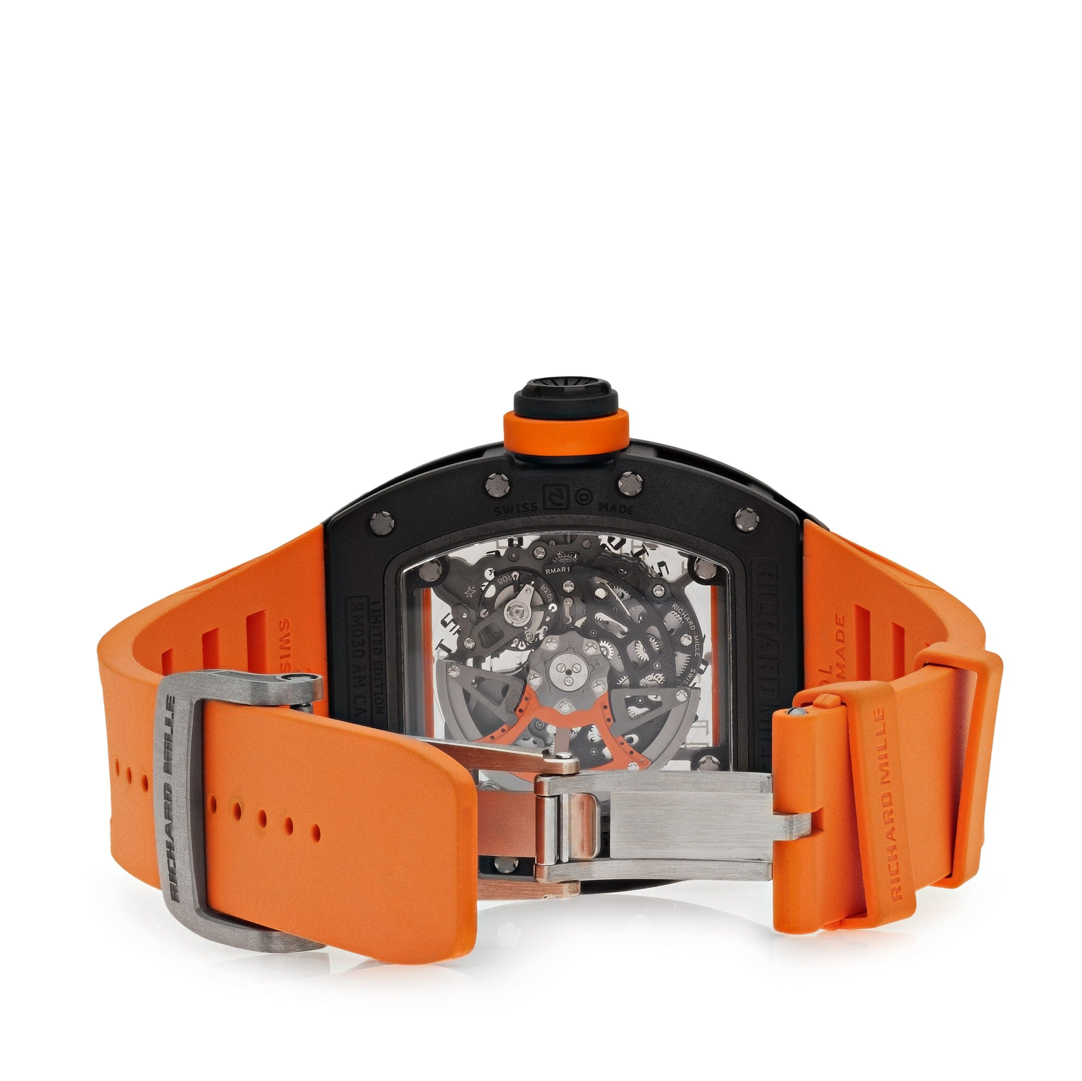 Luxury Watch Richard Mille Americas Black Carbon Orange Strap RM030 Limited Edition Wrist Aficionado