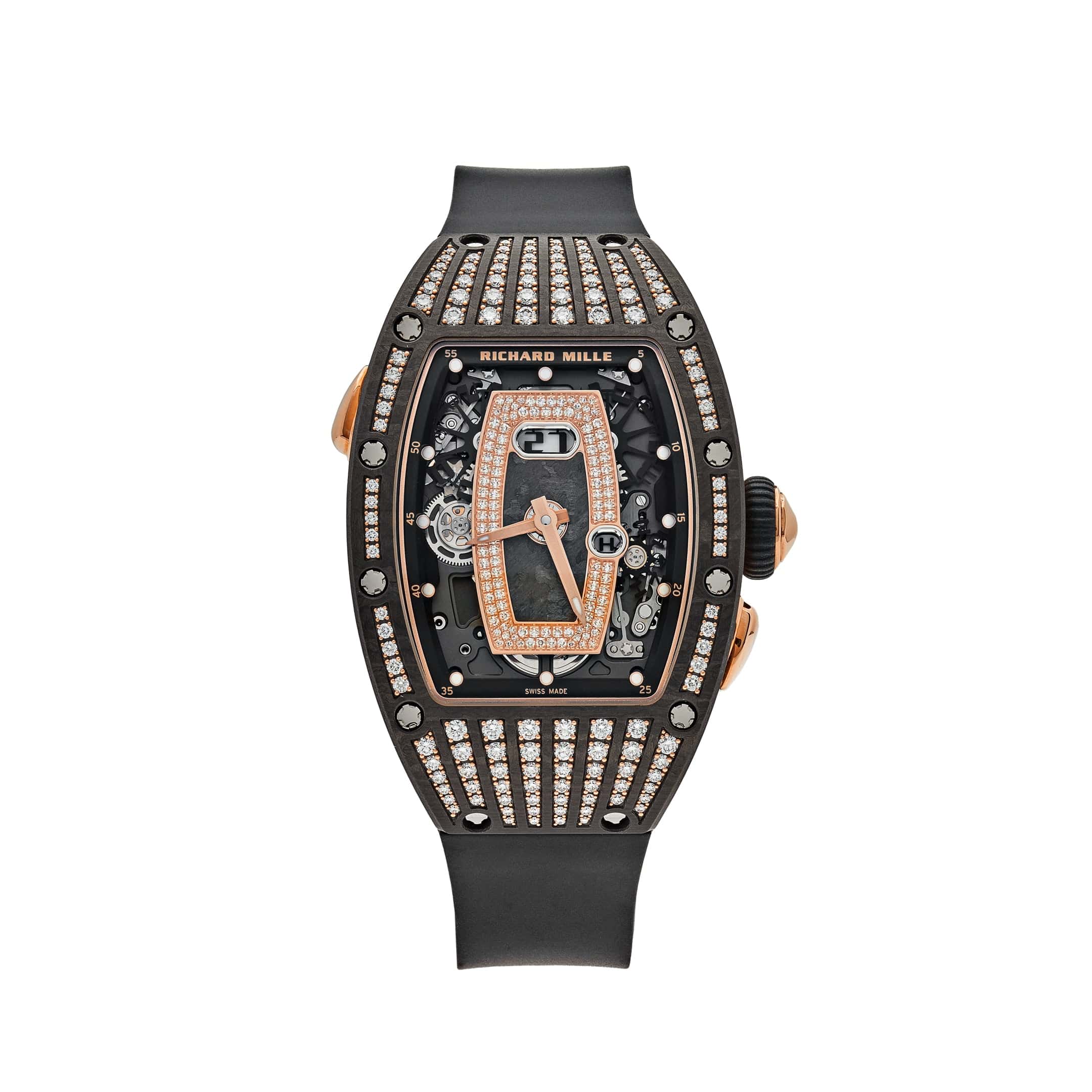 Luxury Watch Richard Mille Rose Gold Carbon TPT Diamond Set RM 037 Wrist Aficionado