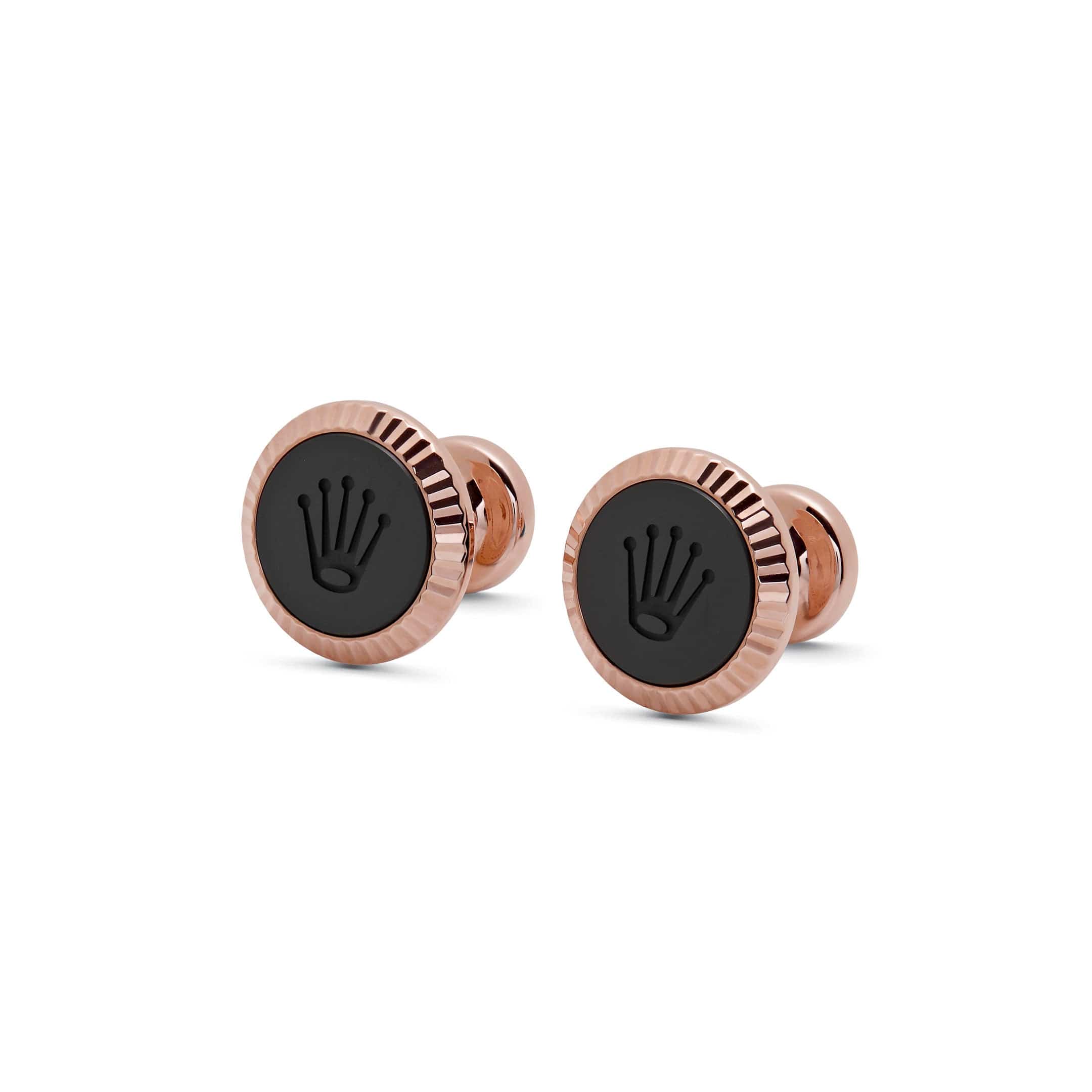 Rolex A1035 Black Men's 18kt Rose Gold and Cerachrom Disc in Black Enamel Cufflinks (2024)