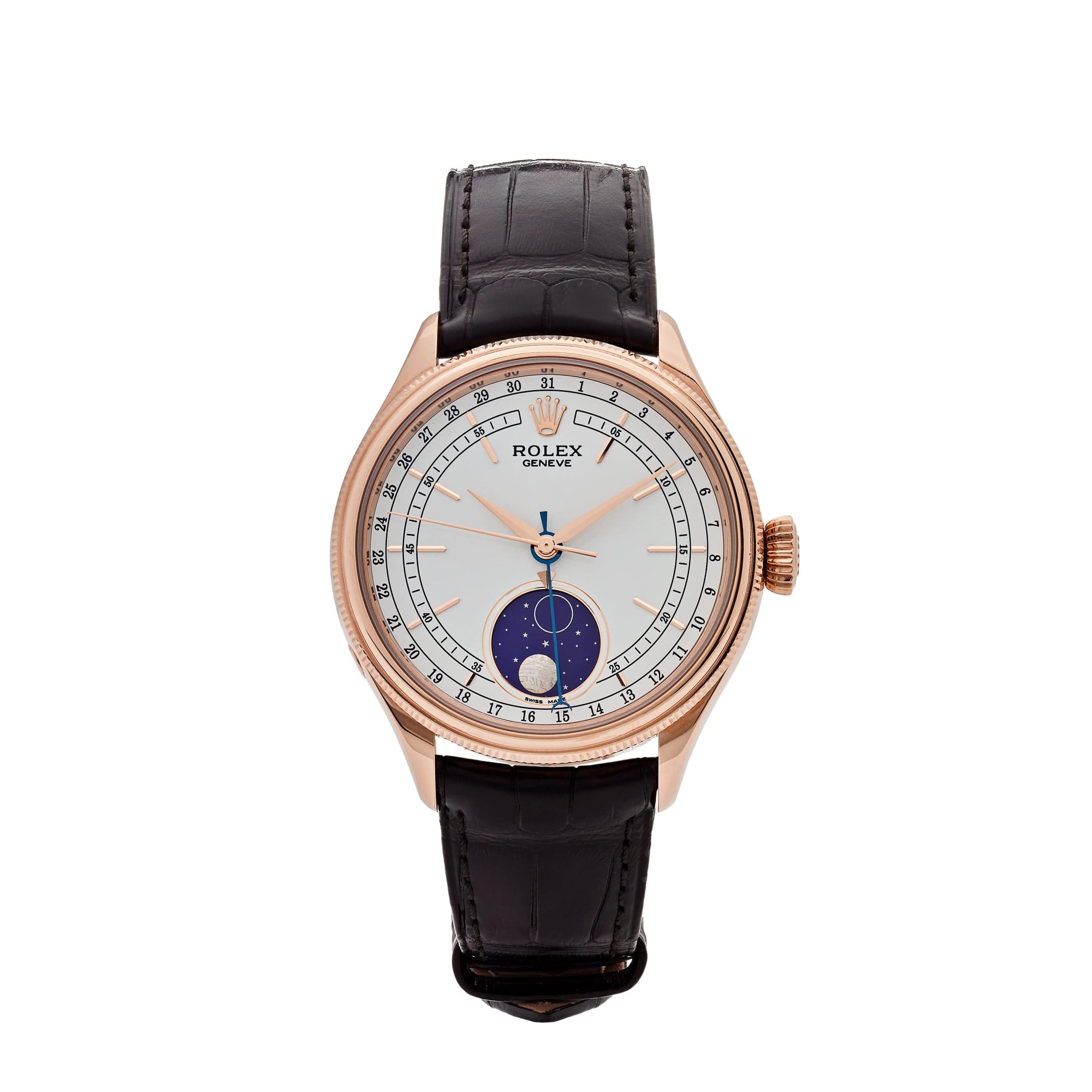 Rolex Cellini 50535 Rose Gold White Dial Moon Phase Wrist Aficionado