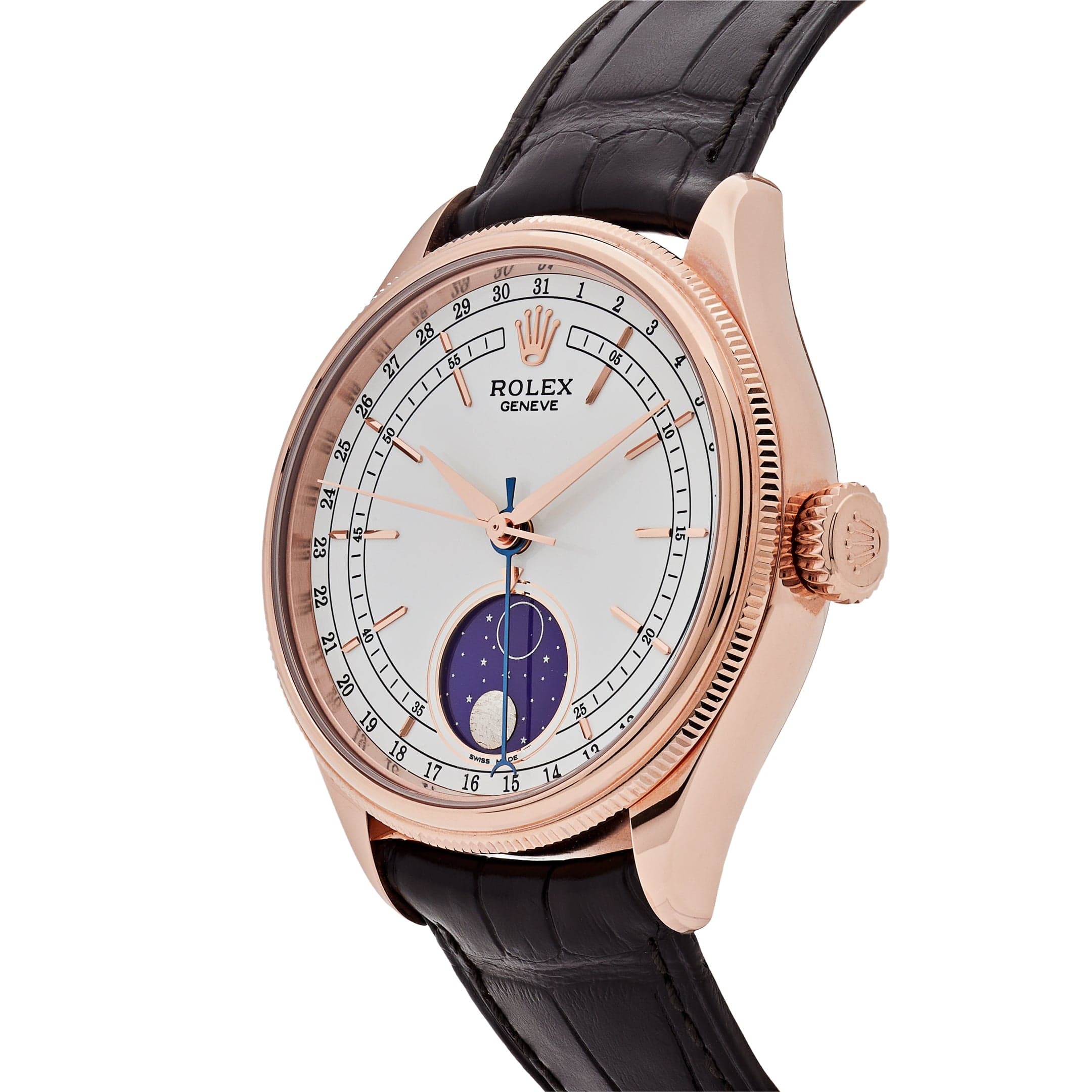 Rolex Cellini 50535 Rose Gold White Dial Moon Phase Wrist Aficionado