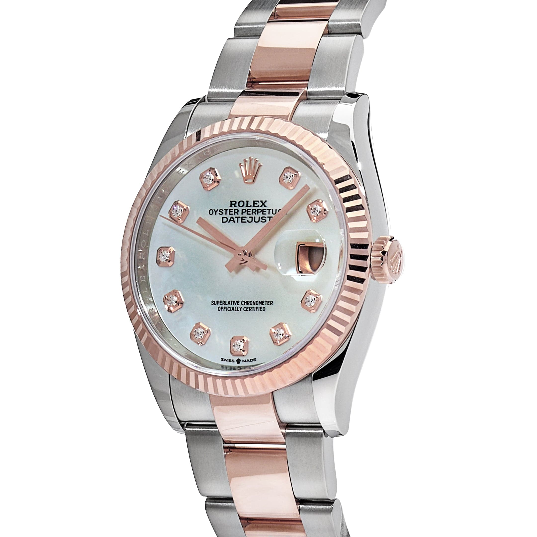 Rolex Datejust 126231 Rose Gold Stainless Steel Mother of Pearl Diamond Dial