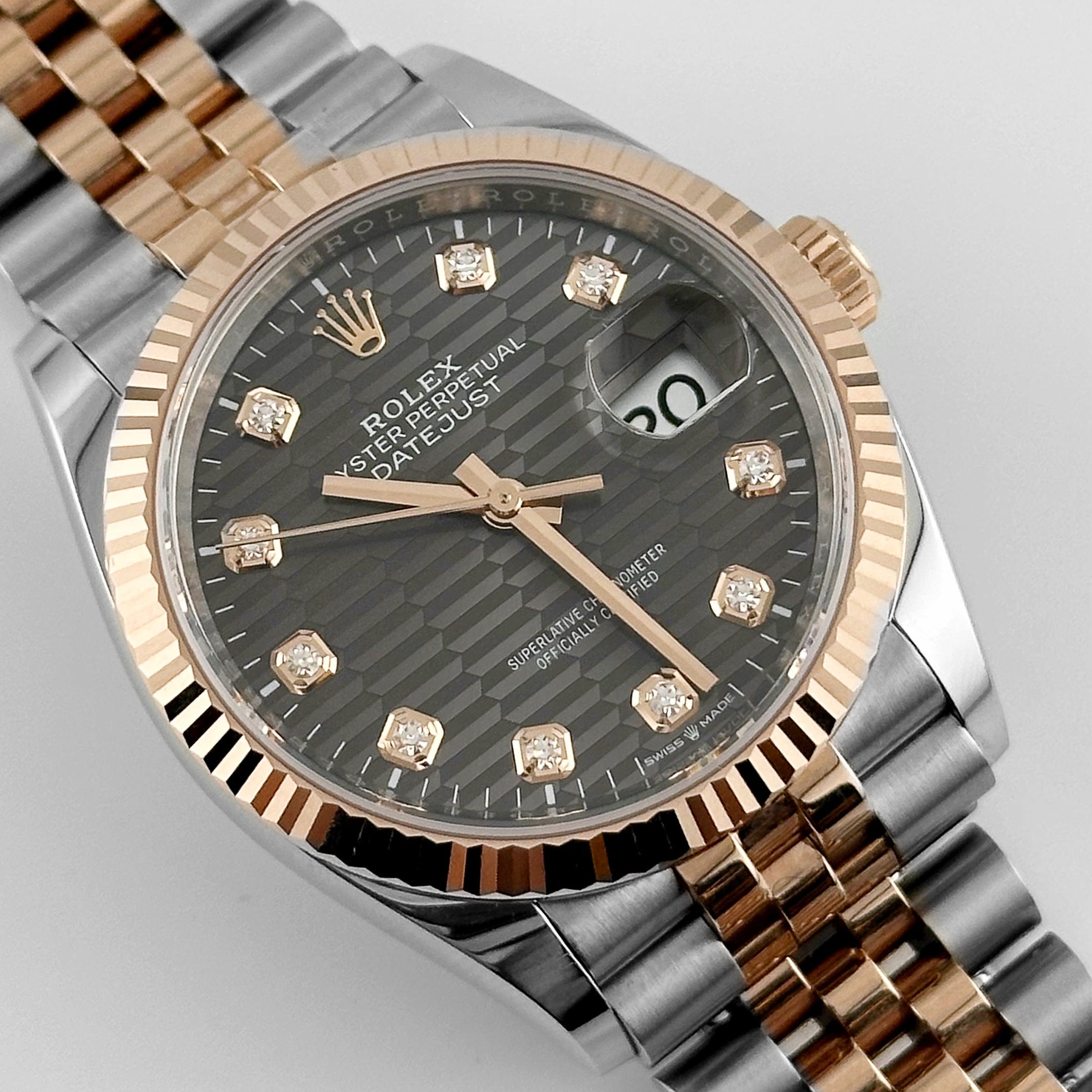Rolex Datejust 126231 Rose Gold Stainless Steel Slate Motif Diamond Dial (2023)