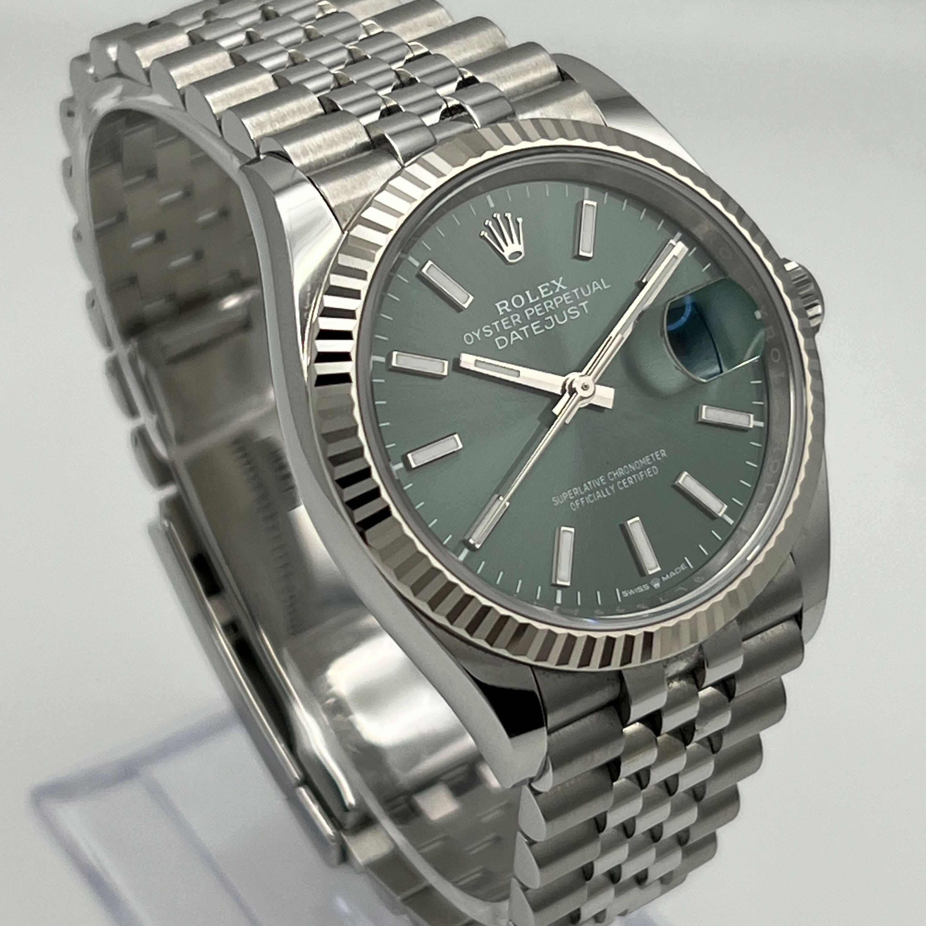 Rolex Datejust 126234 White Gold Stainless Steel Mint Green Dial Oyster (2022)