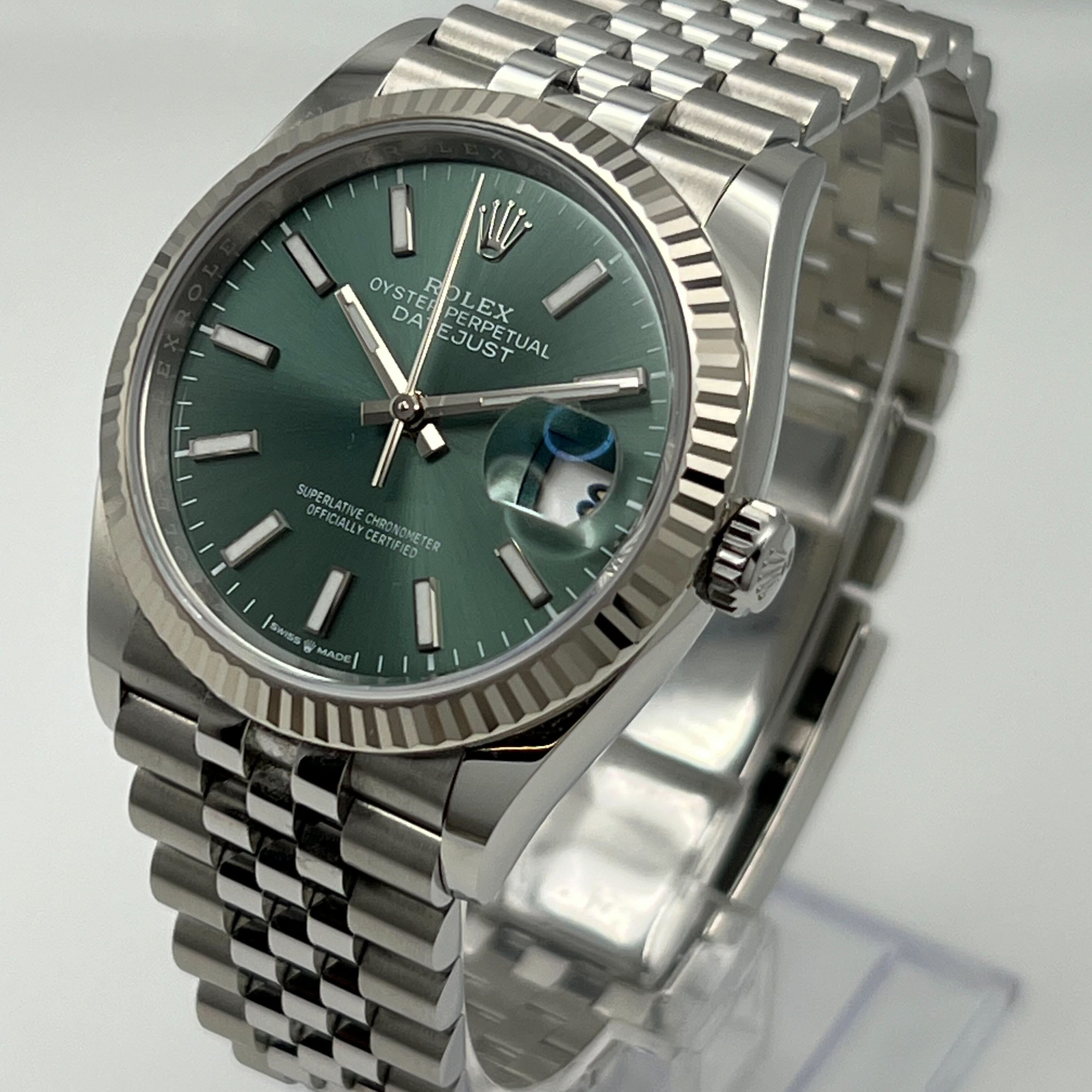 Rolex Datejust 126234 White Gold Stainless Steel Mint Green Dial Oyster (2022)