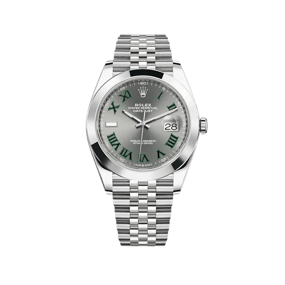 Luxury Watch Rolex Datejust 41 Steel Slate 'Wimbledon' Dial Jubilee 126300 Wrist Aficionado
