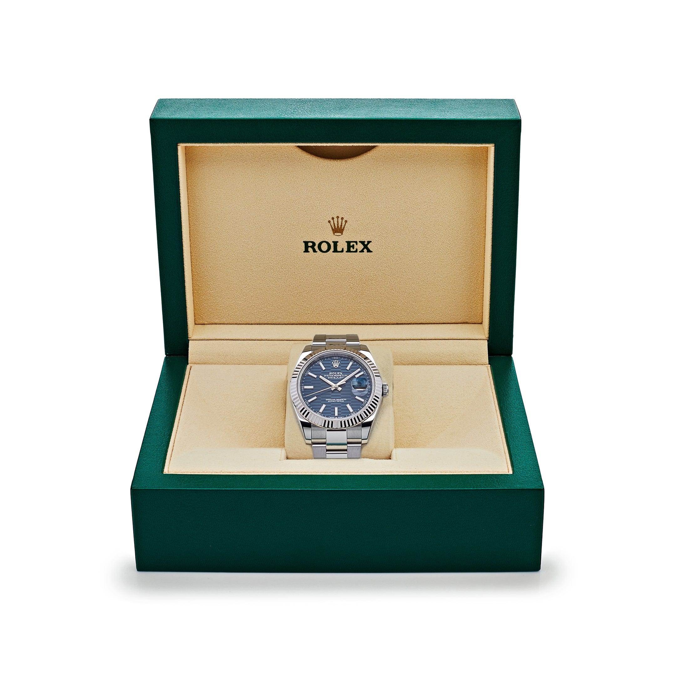 Rolex Datejust 126334 Stainless Steel and White Gold Fluted Motif Blue Dial Oyster (2023)