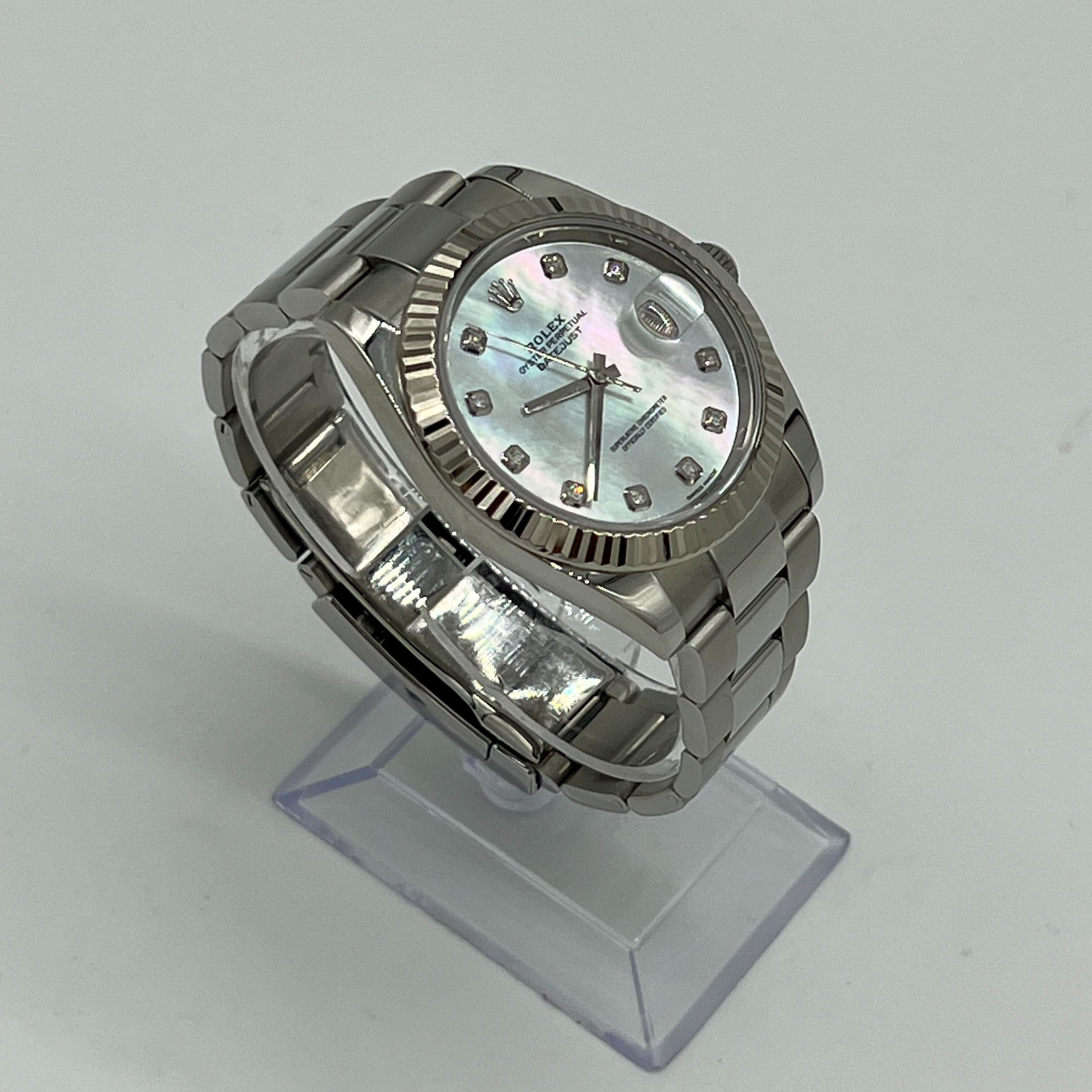Luxury Watch Rolex Datejust 41 Stainless Steel MOP Diamond Dial 126334 Wrist Aficionado