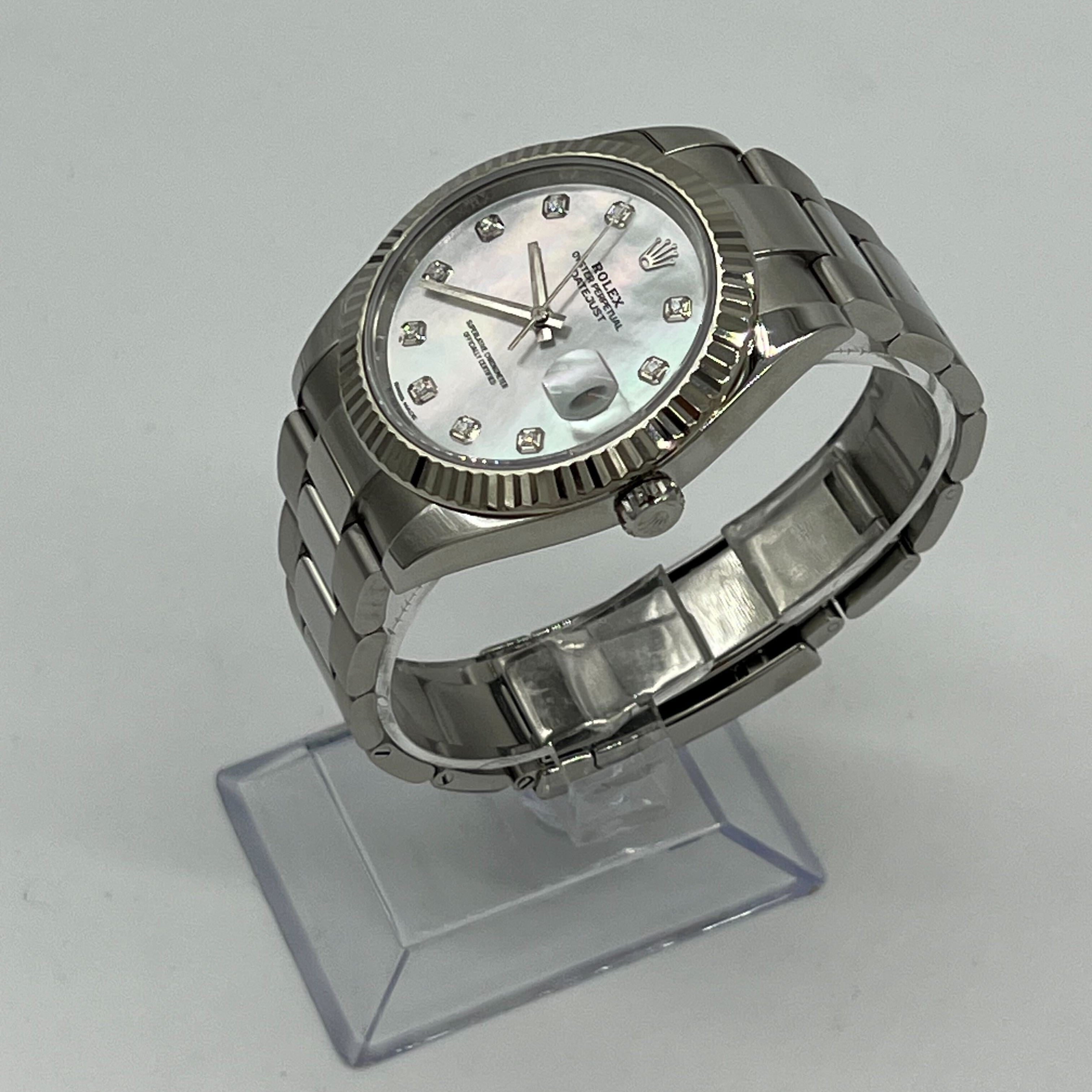 Luxury Watch Rolex Datejust 41 Stainless Steel MOP Diamond Dial 126334 Wrist Aficionado