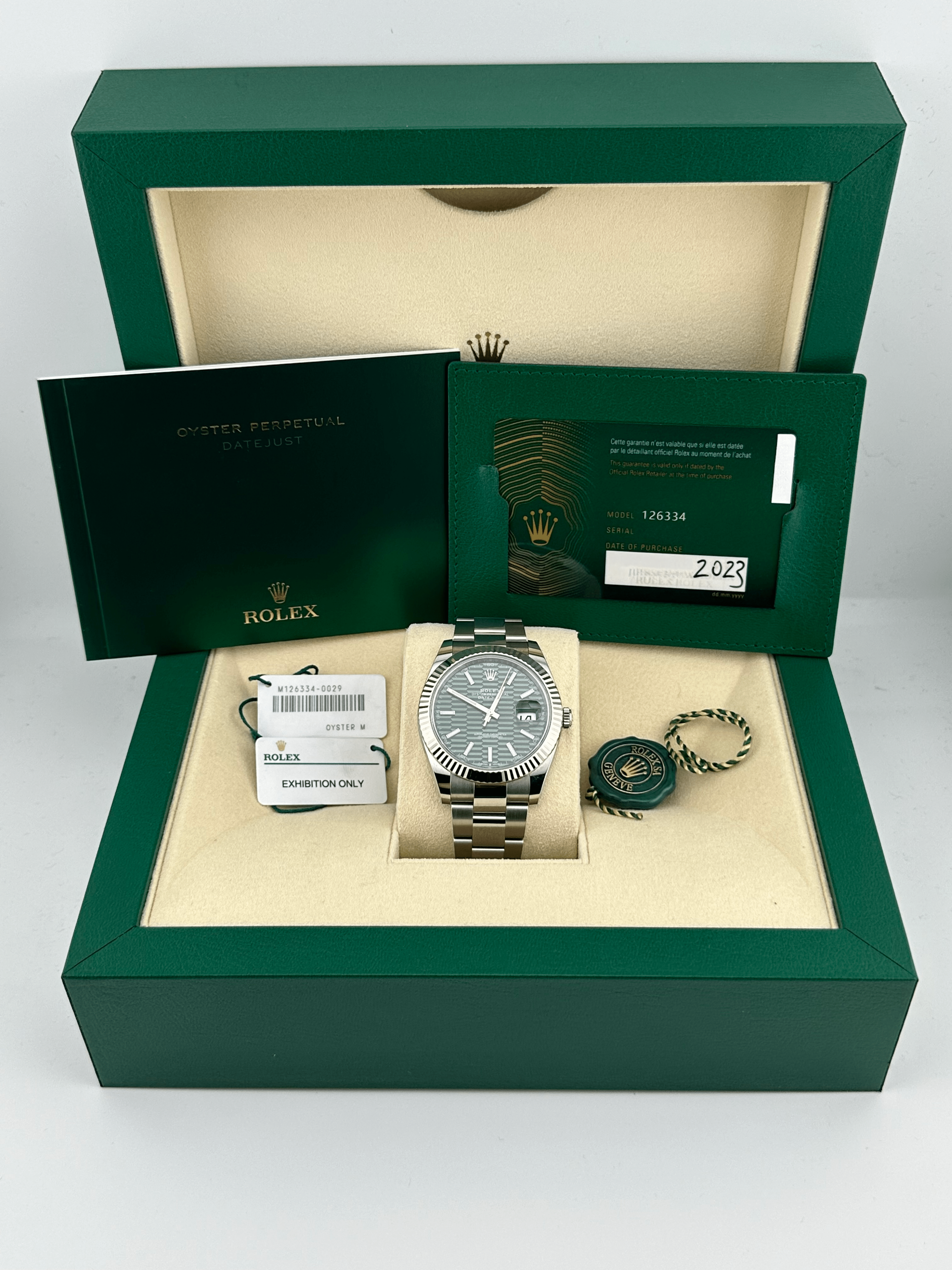 Rolex Datejust 126334 Stainless Steel Green Motif Dial Oyster