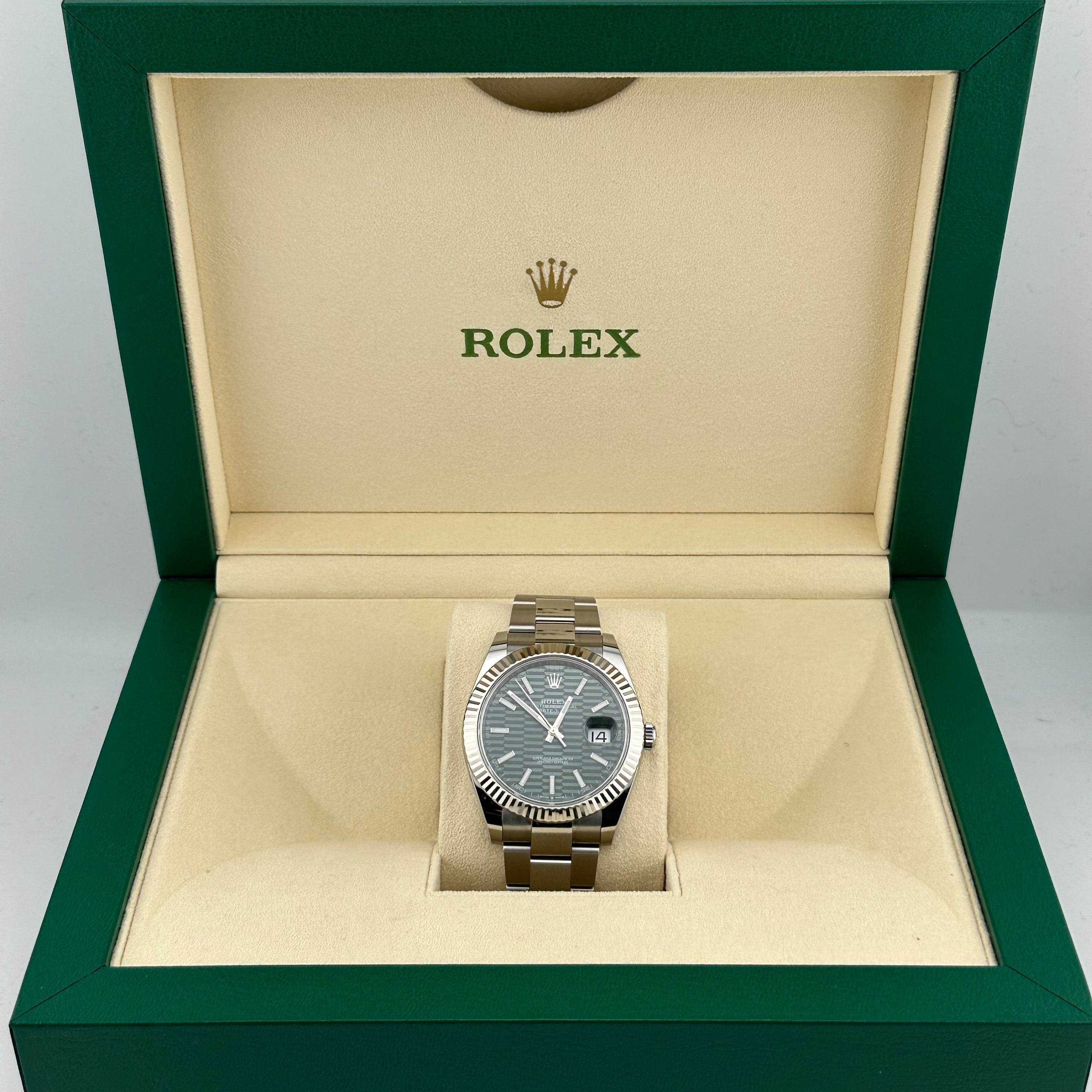 Rolex Datejust 126334 Stainless Steel Green Motif Dial Oyster