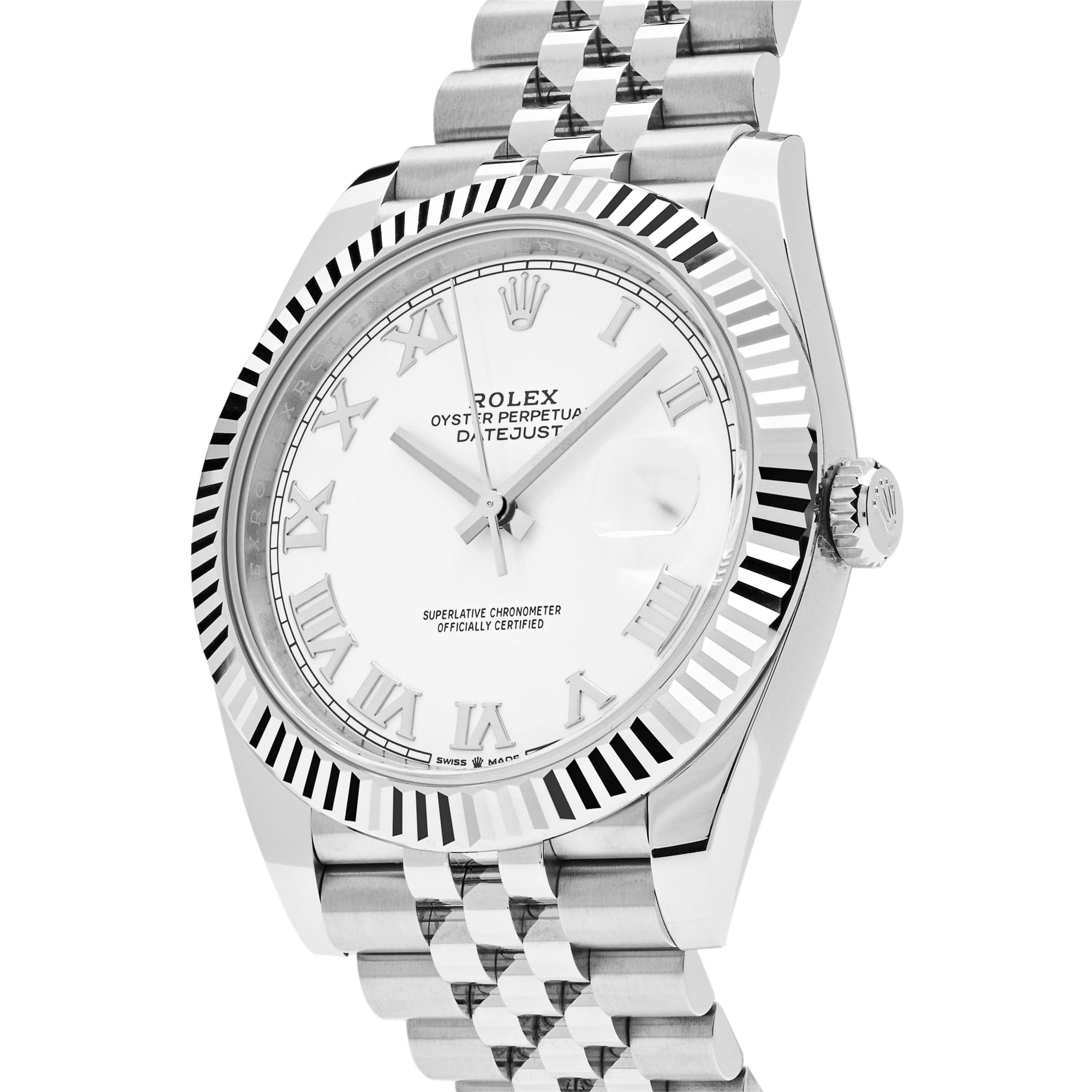 Luxury Watch Rolex Datejust 41 Stainless Steel White Roman Dial Jubilee 126334 Wrist Aficionado