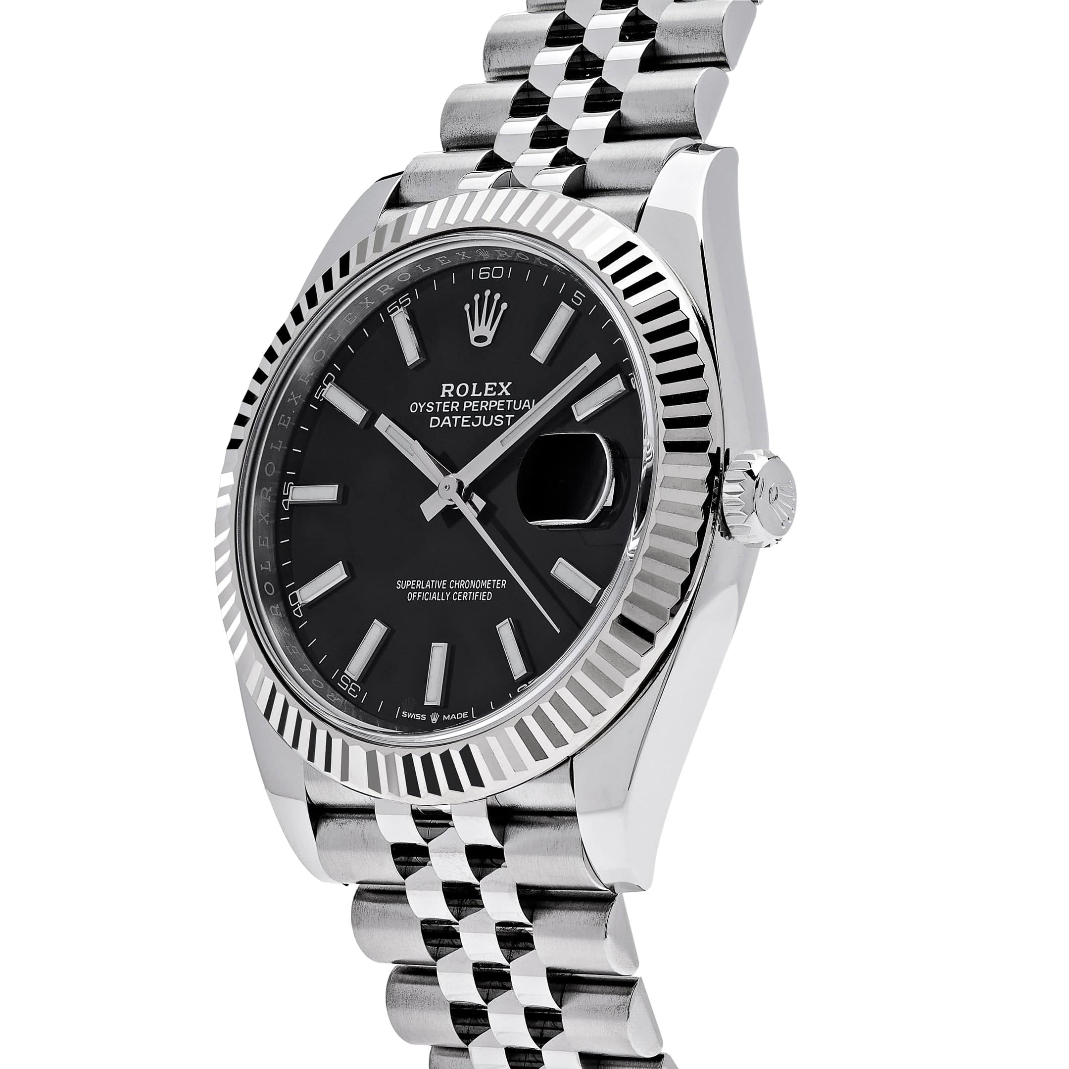 Luxury Watch Rolex Datejust 41 Steel & White Gold Black Dial Jubilee 126334 Wrist Aficionado