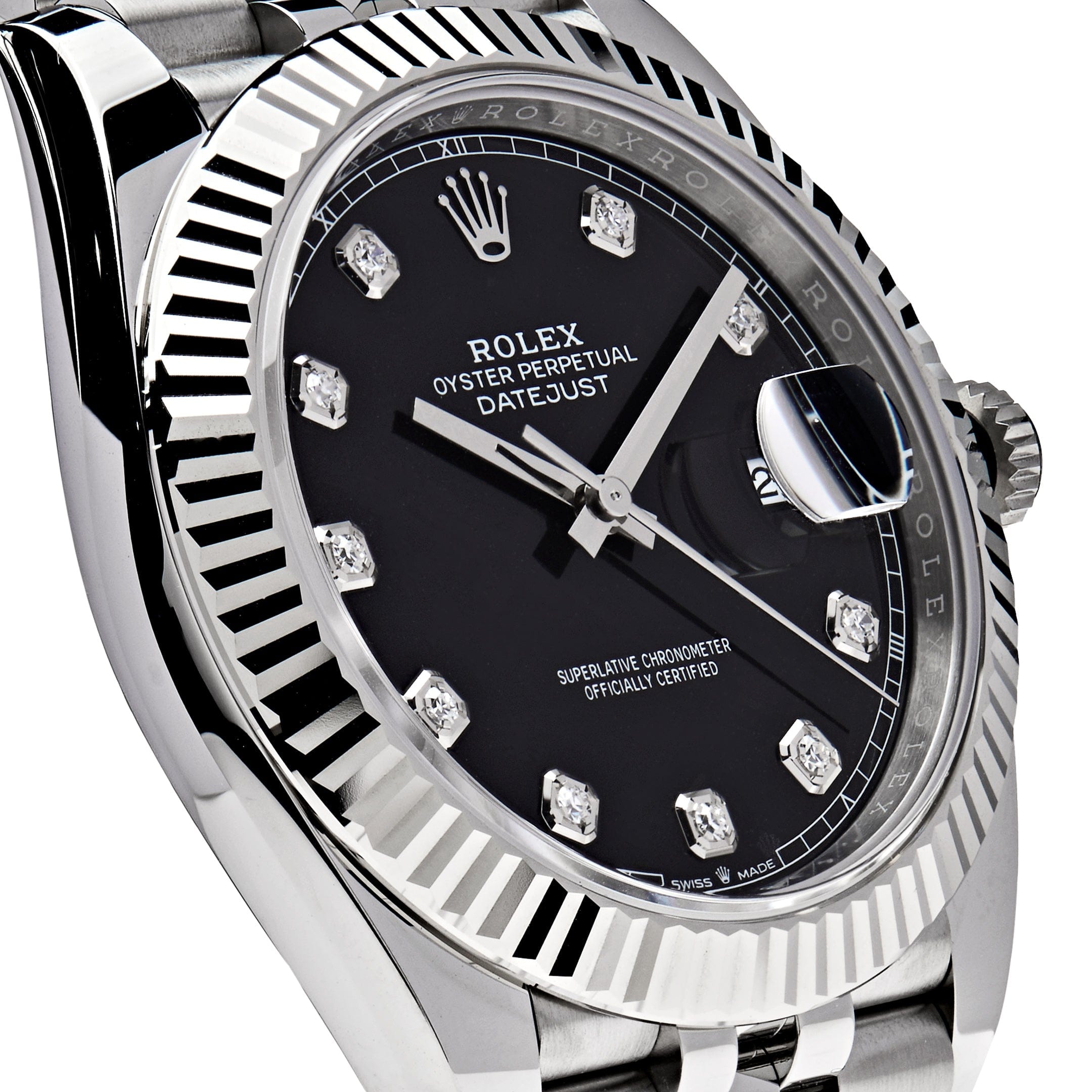Luxury Watch Rolex Datejust 41 Steel & White Gold Black Diamond Dial Jubilee 126334 (2022) Wrist Aficionado