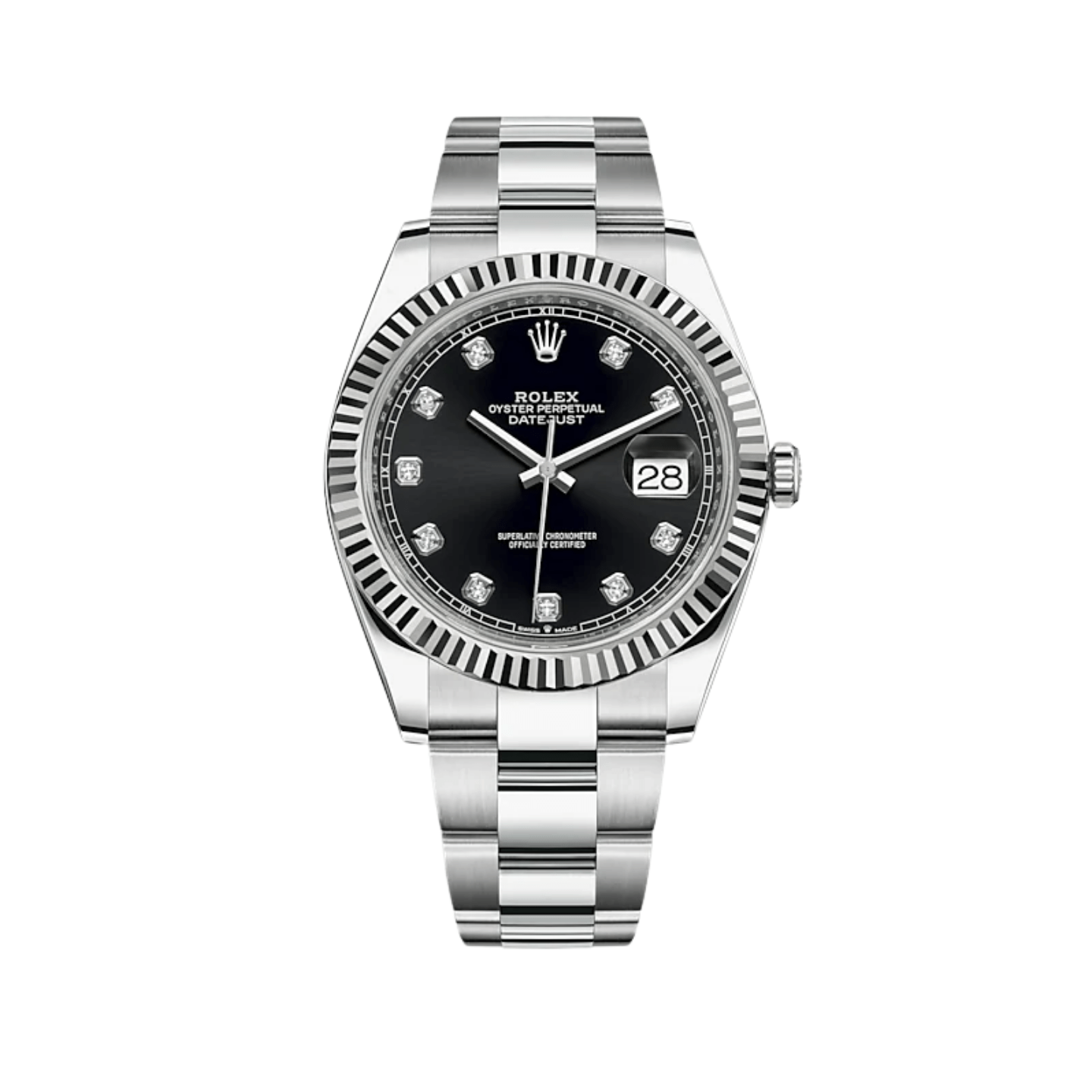 Luxury Watch Rolex Datejust 41 Stainless Steel & White Gold Black Diamond Dial 126334 Wrist Aficionado