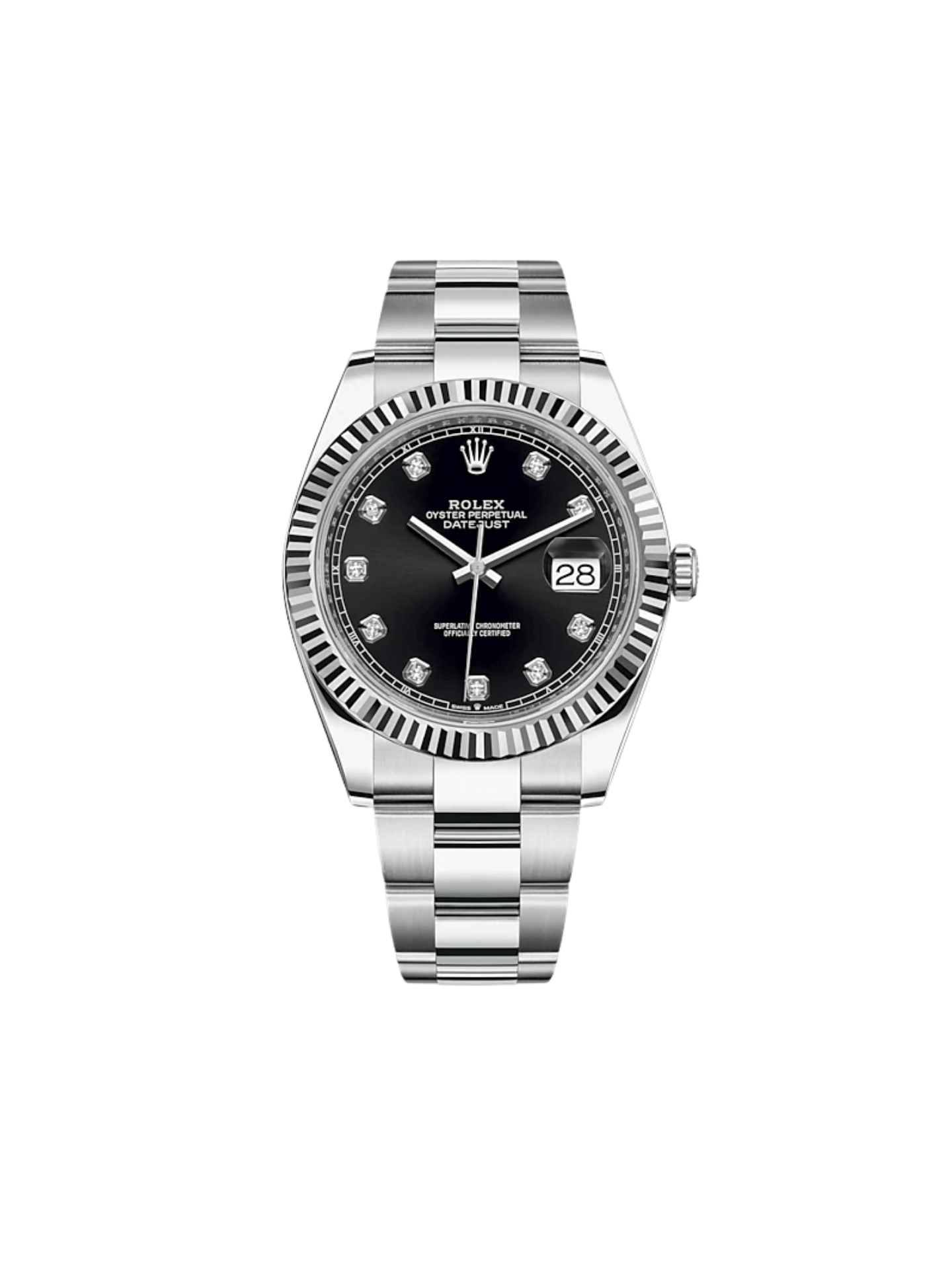 Luxury Watch Rolex Datejust 41 Stainless Steel & White Gold Black Diamond Dial 126334 Wrist Aficionado