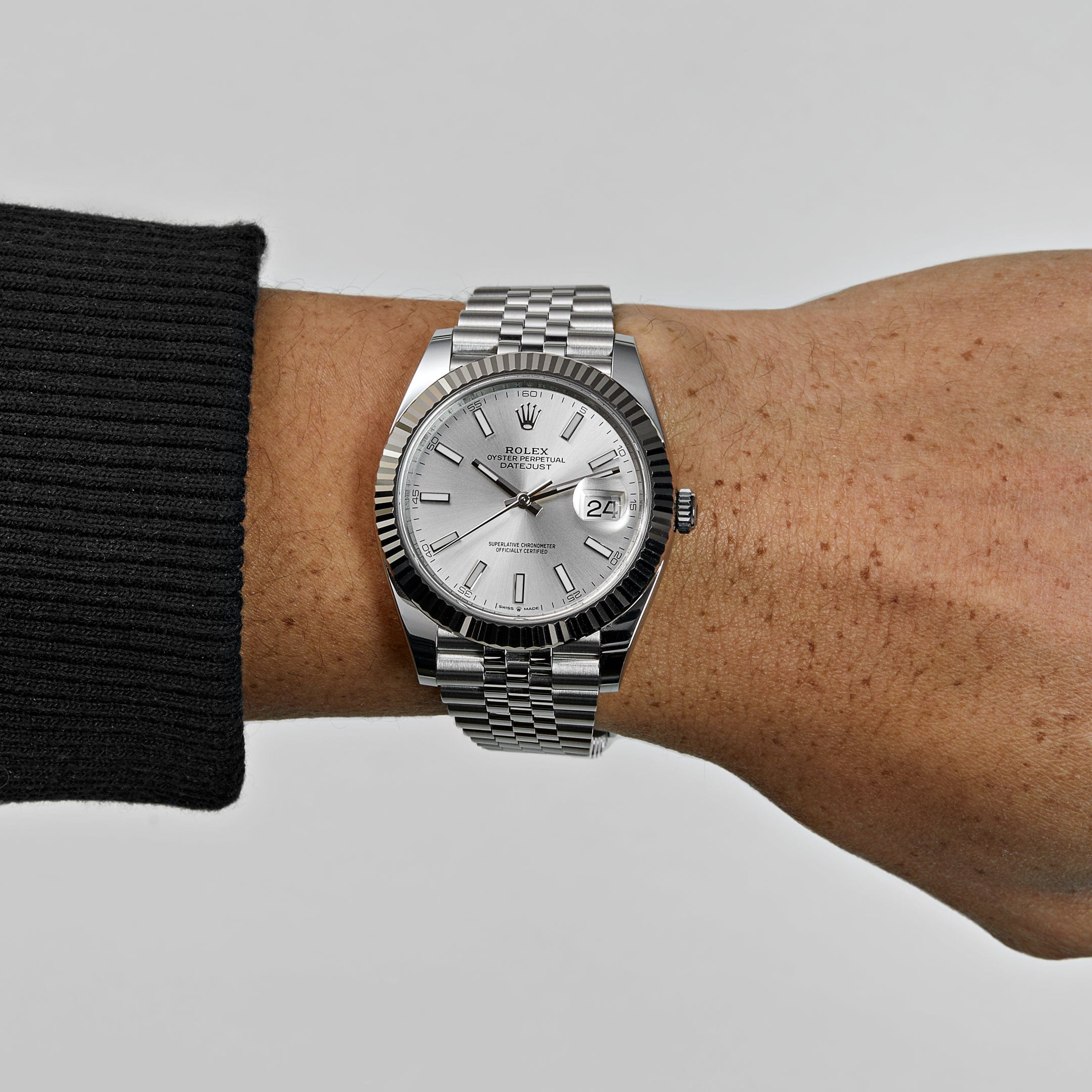 Rolex Datejust Stainless Steel / White Gold Jubilee Silver Index Dial 126334