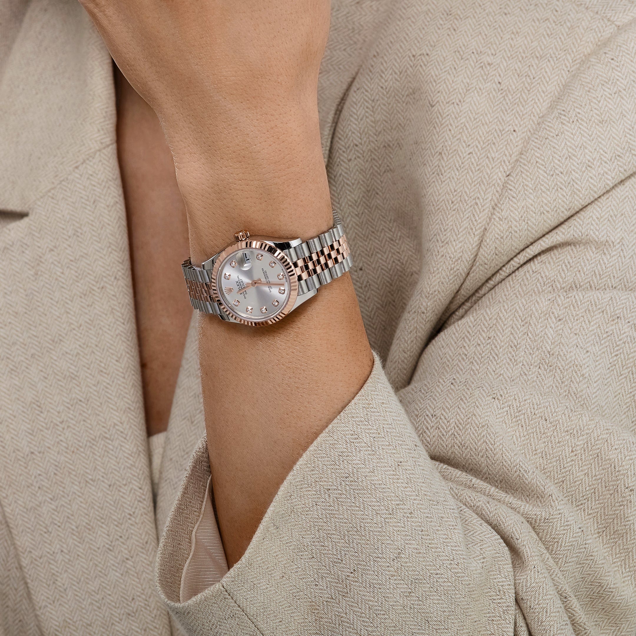 Rolex Datejust 278271 'Ladies' Stainless Steel Rose Gold Silver Diamond Dial (2025)