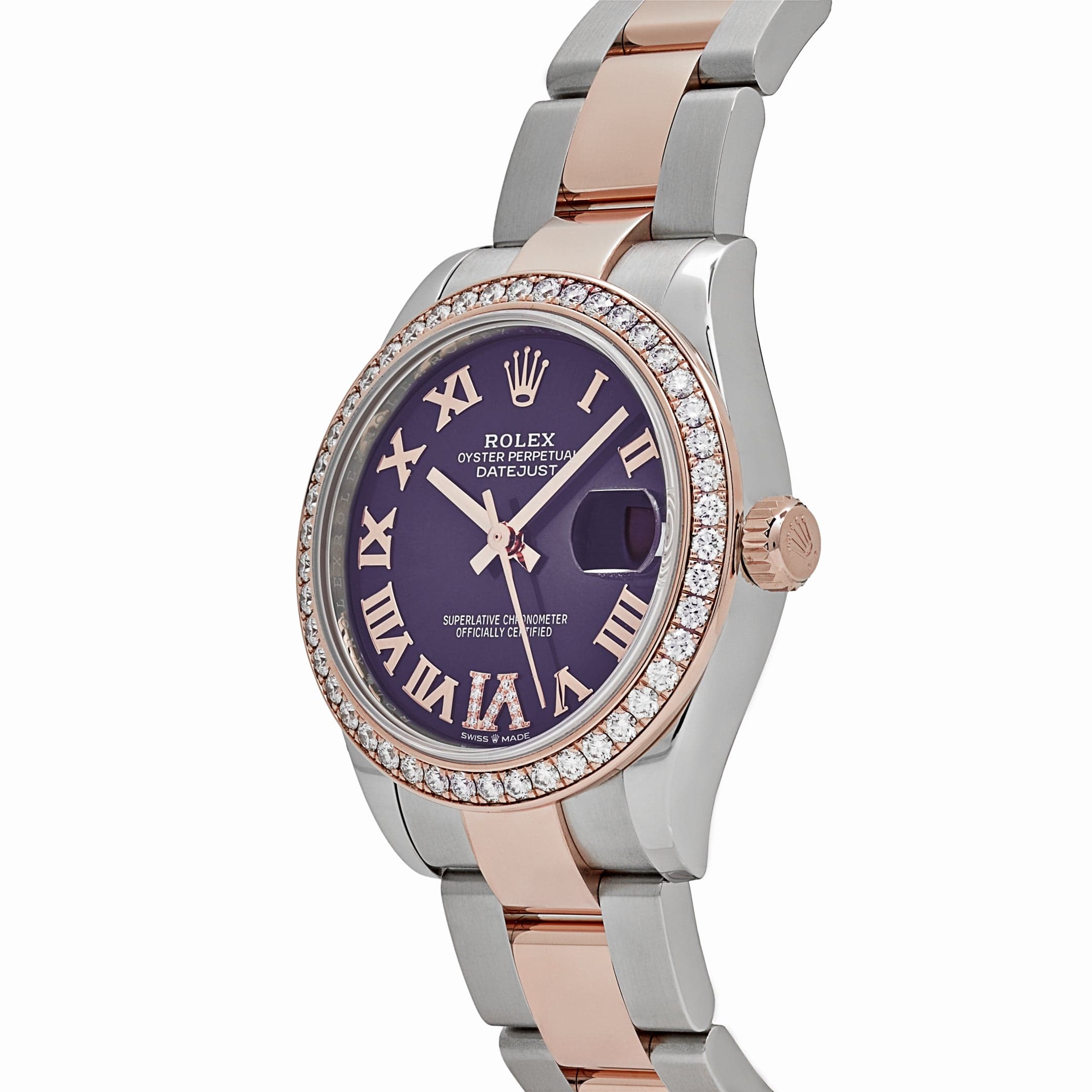 Rolex Datejust 278381RBR 'Ladies' Stainless Steel Rose Gold Aubergine Purple Dial Diamond Bezel Oyster (2022)