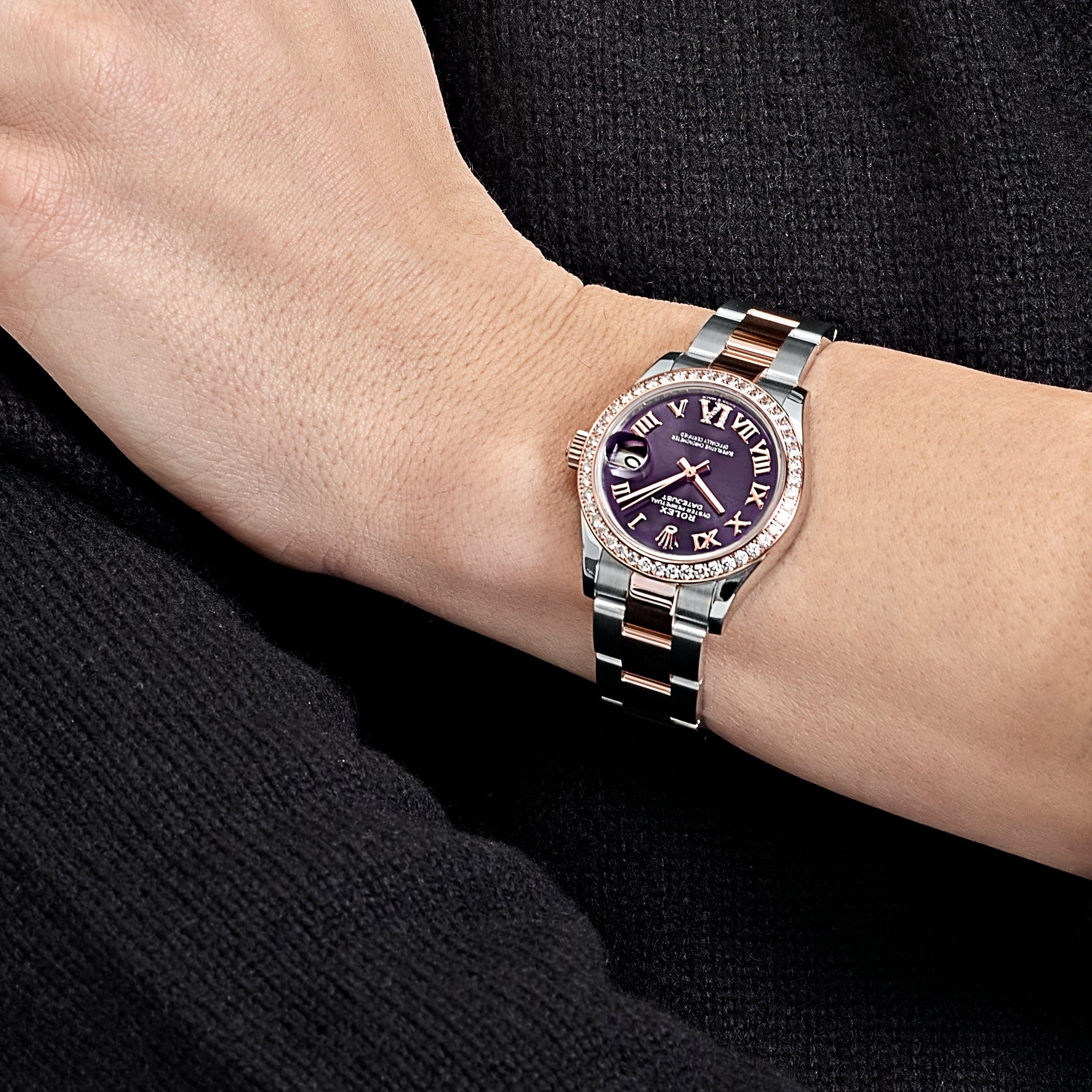 Rolex Datejust 278381RBR 'Ladies' Stainless Steel Rose Gold Aubergine Purple Dial Diamond Bezel Oyster (2022)