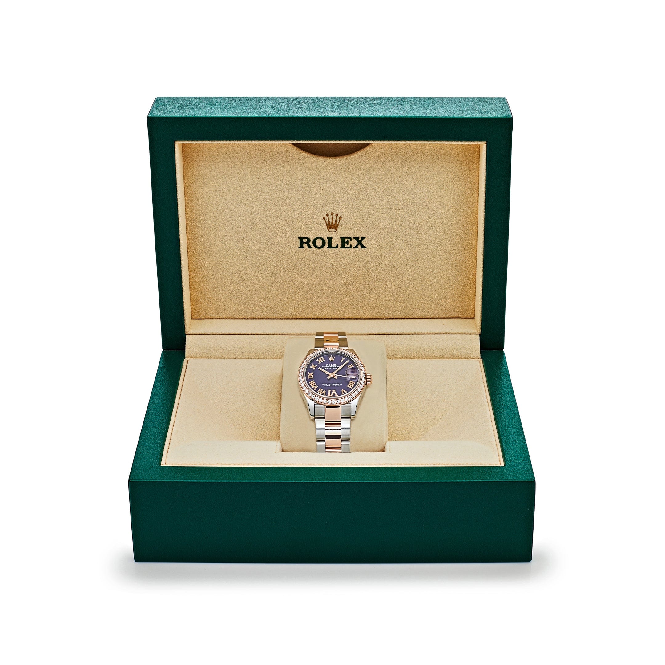 Rolex Datejust 278381RBR 'Ladies' Stainless Steel Rose Gold Aubergine Purple Dial Diamond Bezel Oyster (2022)